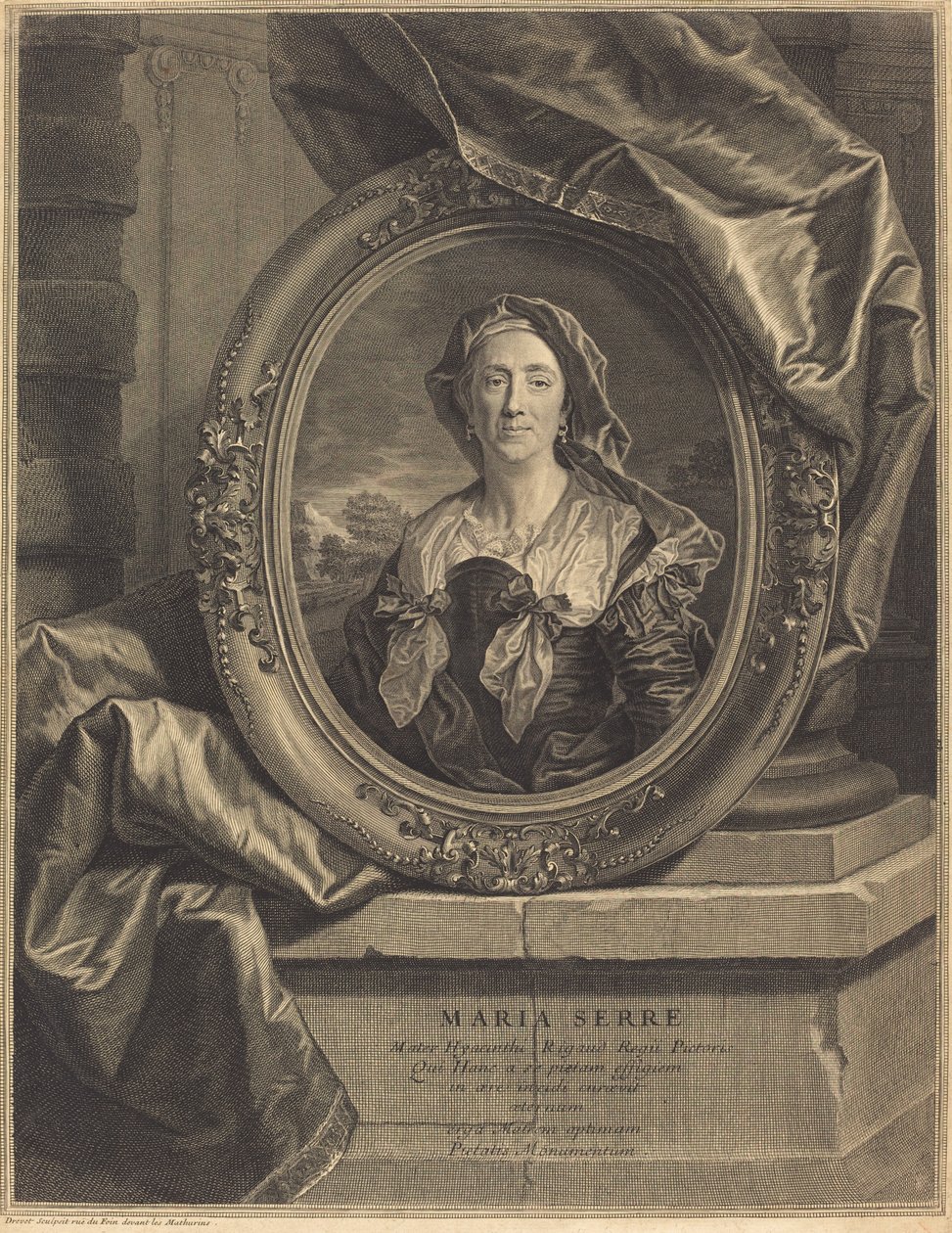 Maria Serre, Mater Hyacinth Rigaud af Pierre Drevet after Hyacinthe Rigaud