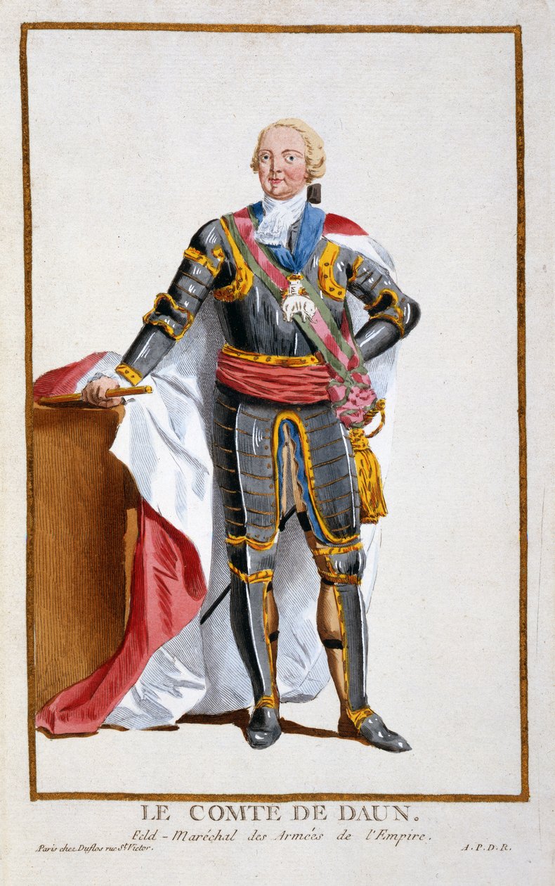 Grev de Daun, general for det hellige romerske imperiums hære (1705-66) fra Receuil des Estampes, repræsenterende rangerne og de dignites, ifølge alle eksisterende nationers dragt
