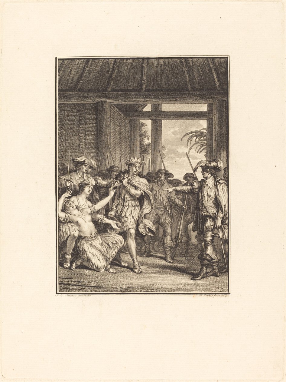 Opdagelsen af ​​den nye verden af Pierre Duflos after Jean Michel Moreau
