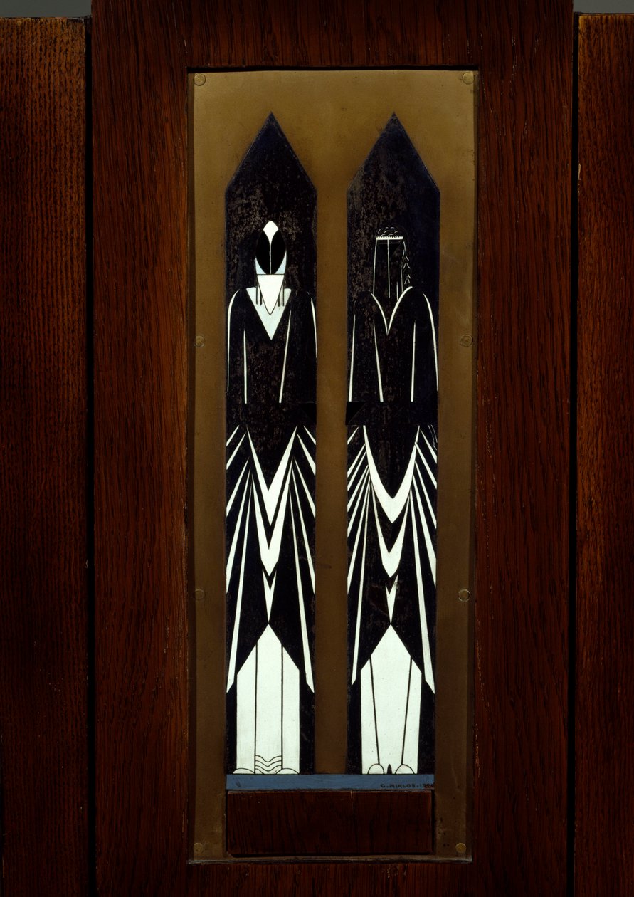 Art Nouveau: støtteskab lavet i eg, metal og elfenben af Pierre legrain (1889-1929) af Pierre E. Legrain