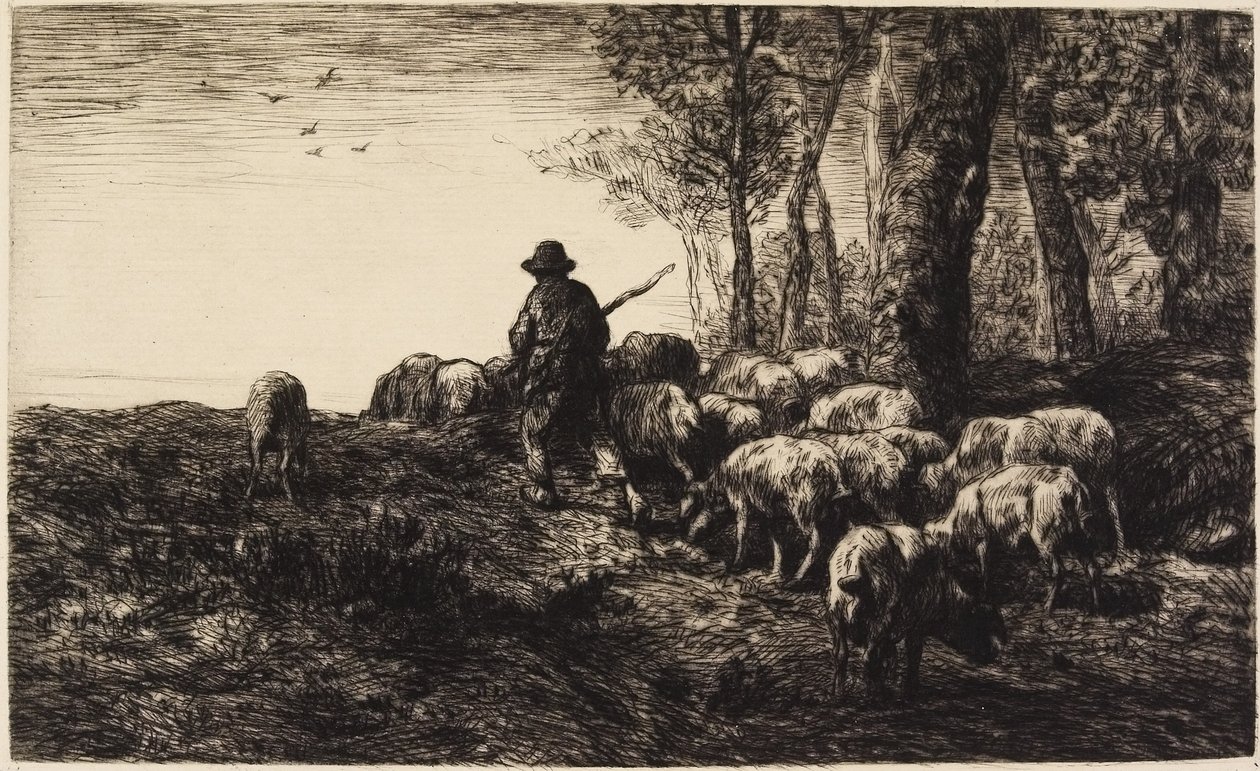 Stilhed og nat i skoven af Pierre Edmond Alexandre Hedouin