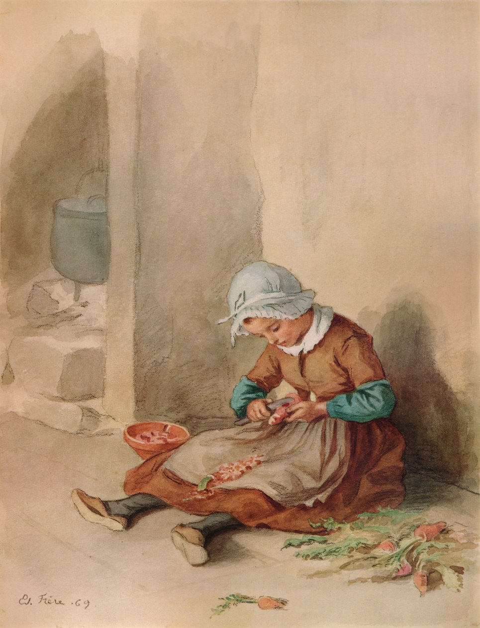 The Little Domestic, 1869, 1938 af Pierre Edouard Frere