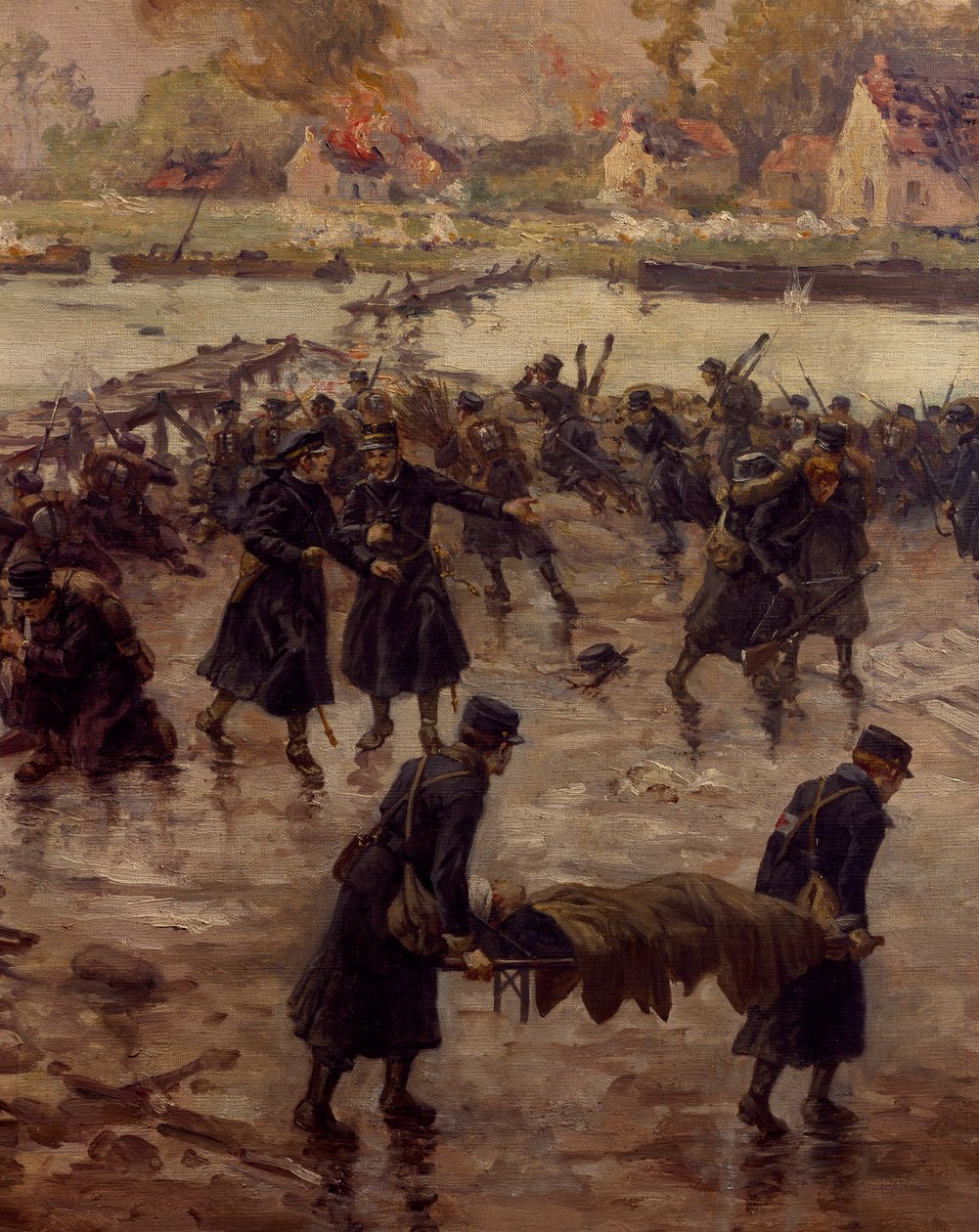 Fighting Along the Yser, oktober 1914, af Naymark e Ballue, detalje af Pierre Ernest and Neymark Gustave Ballue