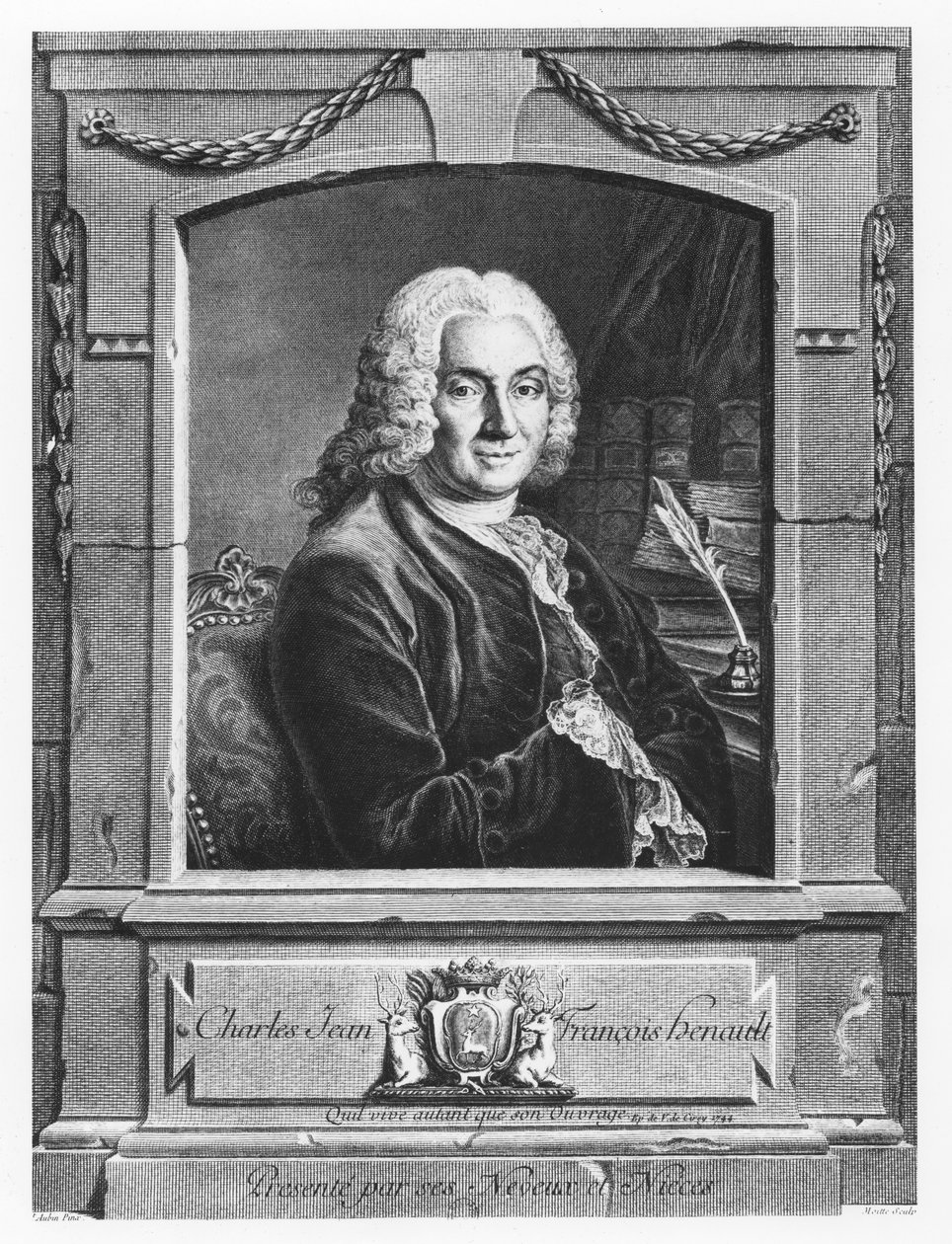Portræt af Charles Jean François Hénault af Pierre Etienne Moitte
