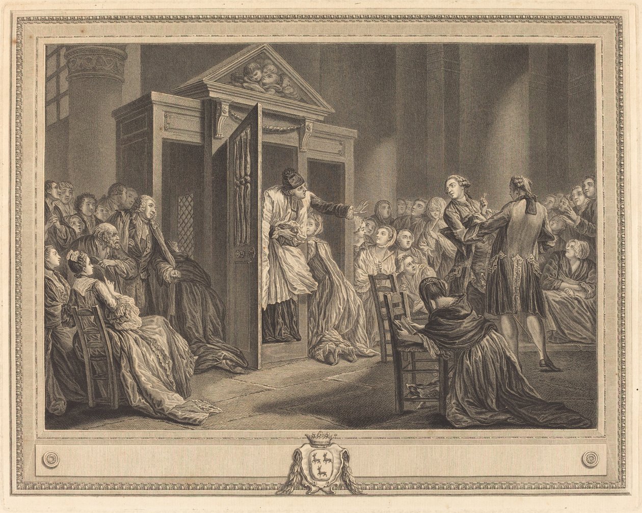 Den skriftestol af Pierre Etienne Moitte after Pierre Antoine Baudouin