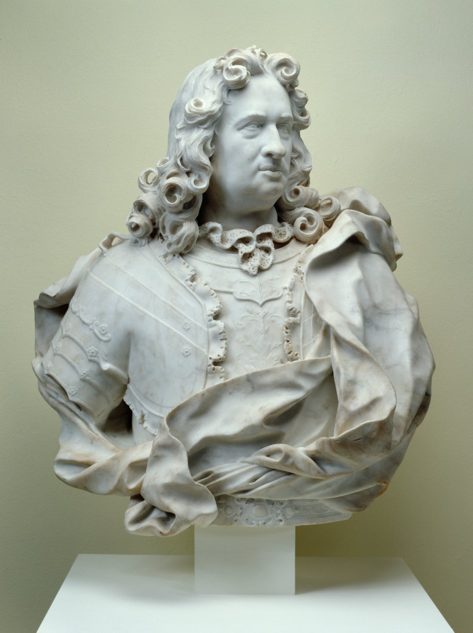 Buste af grev Karl af Hessen-Kassel, 1714 carrara marmor af Pierre Etienne Monnot