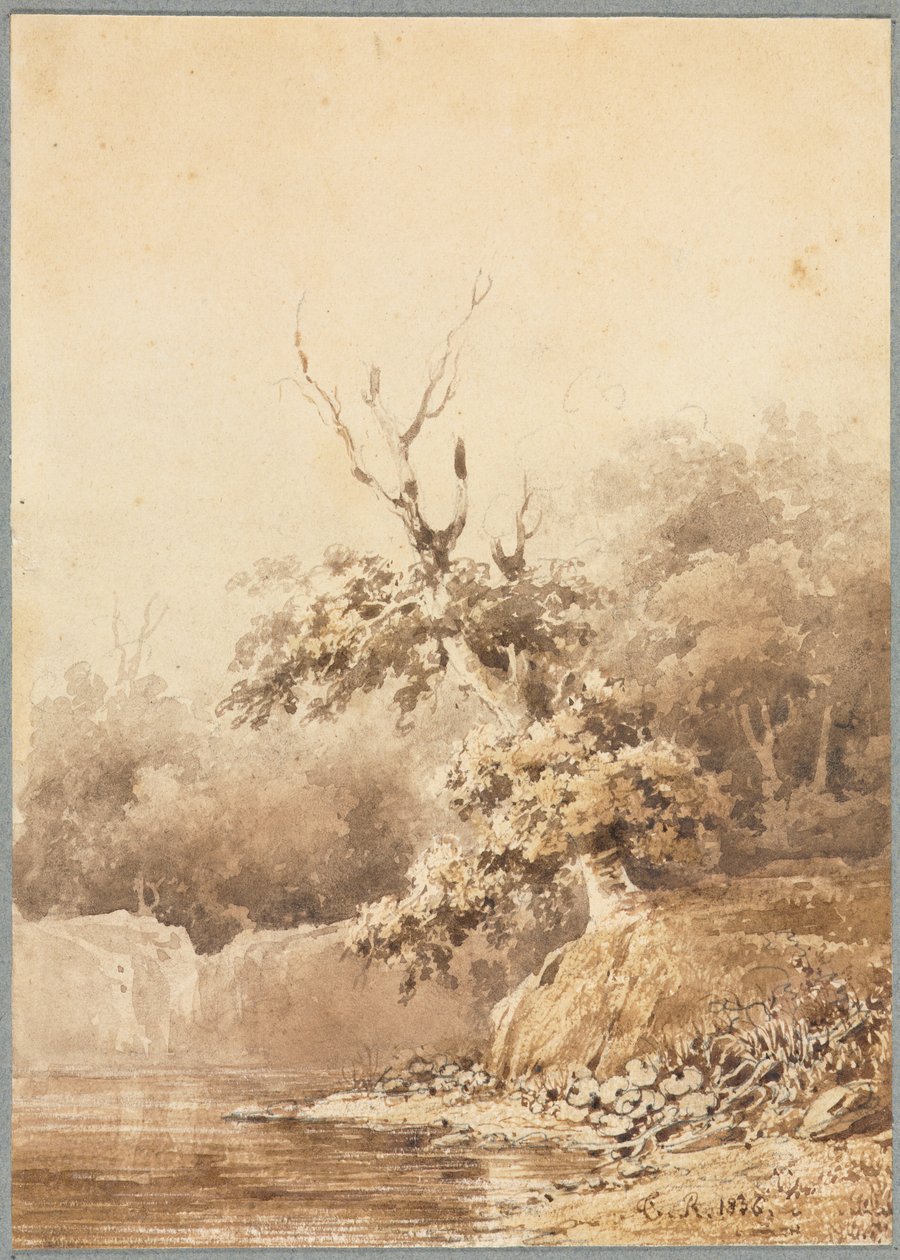 Landskab, 1836. af Pierre Etienne Theodore Rousseau