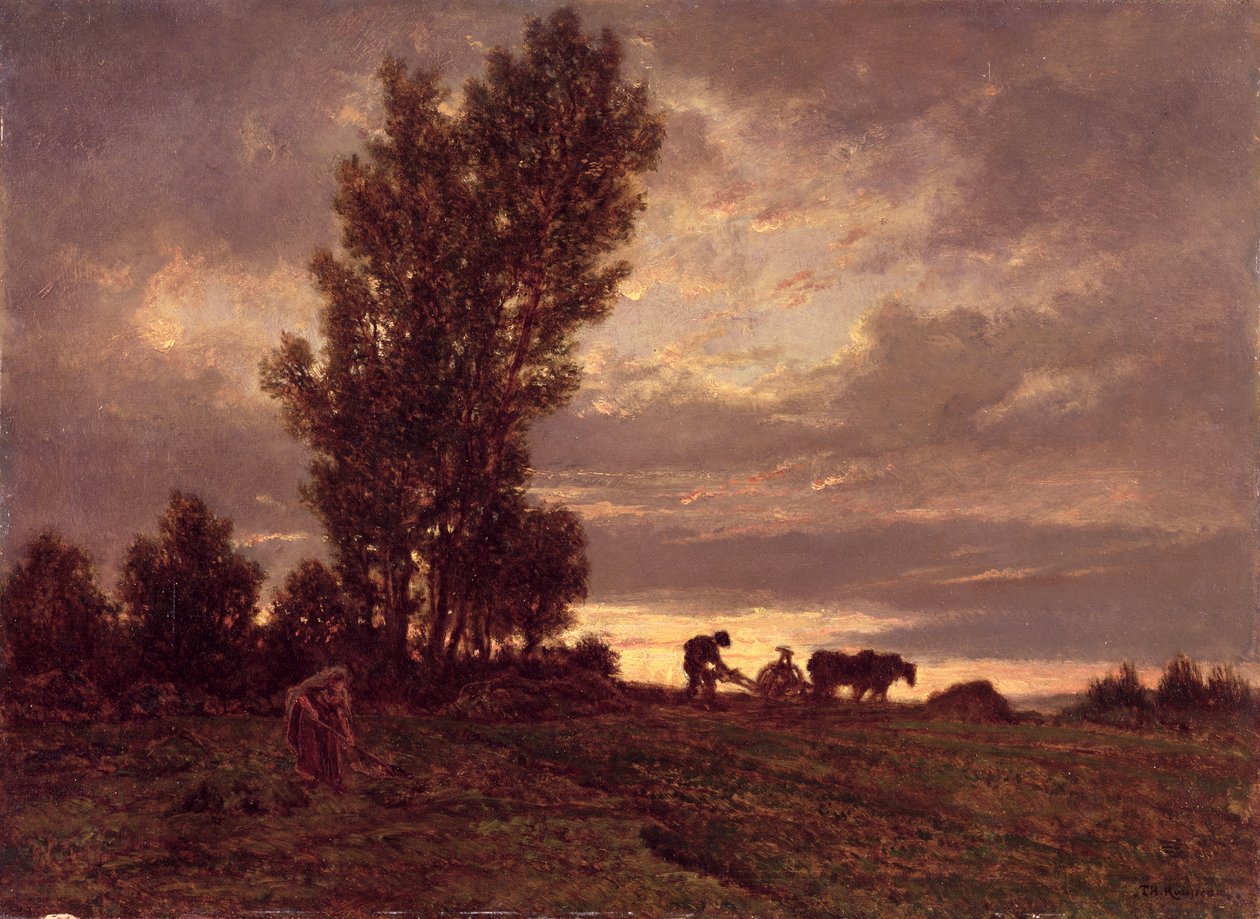 Landskab med en plovmand af Pierre Etienne Theodore Rousseau