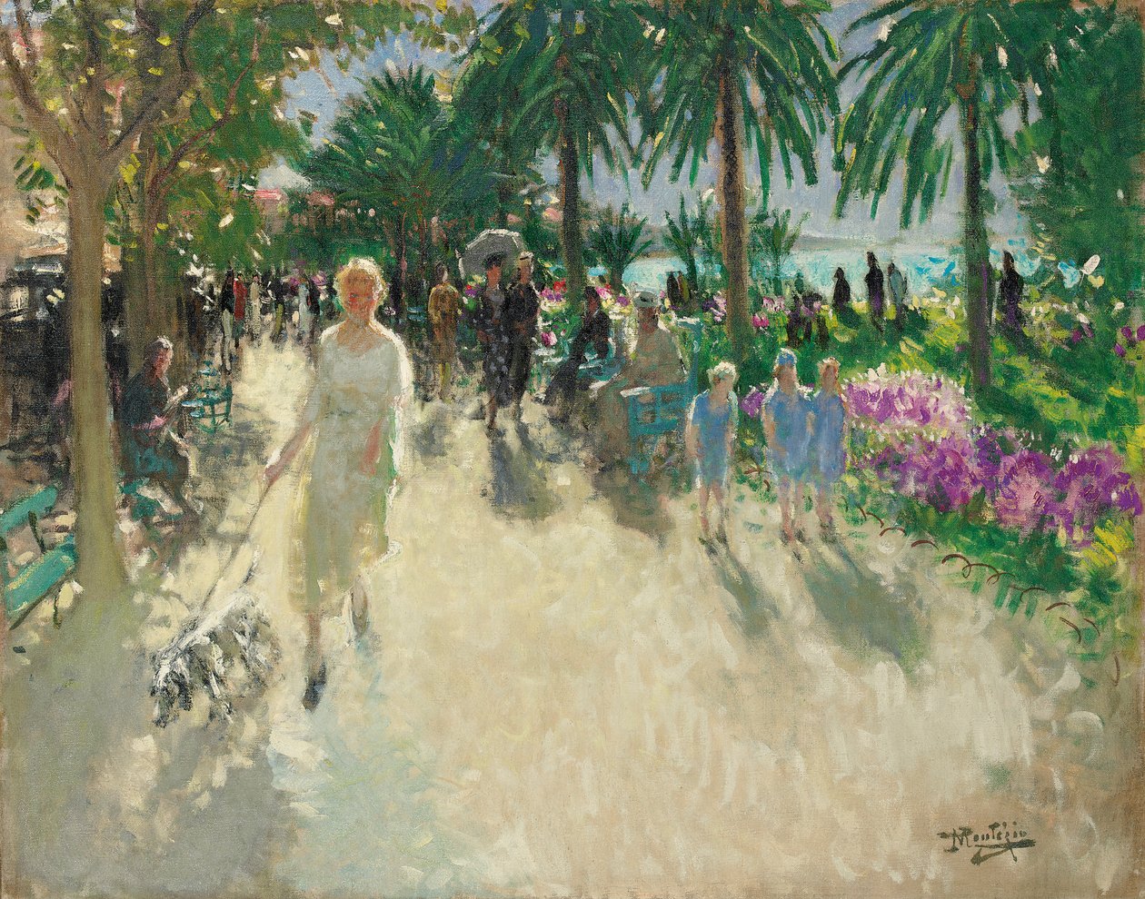 La Croisette, Cannes (olie på lærred) af Pierre Eugene Montezin