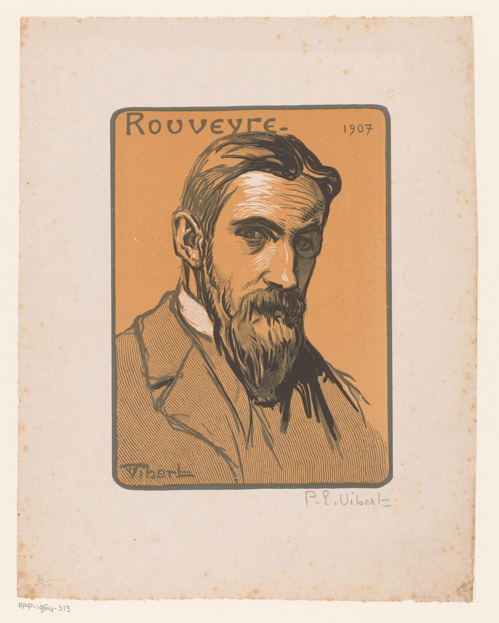 Portræt af André Rouveyre Rouveyre (titel på objekt) af Pierre Eugène Vibert (signed by artist)