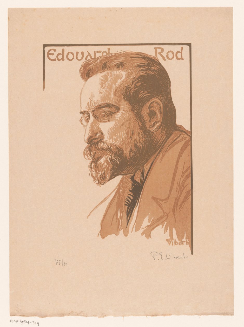 Portræt af Édouard Rod Edouard Rod (titel på objekt) af Pierre Eugène Vibert (signed by artist)