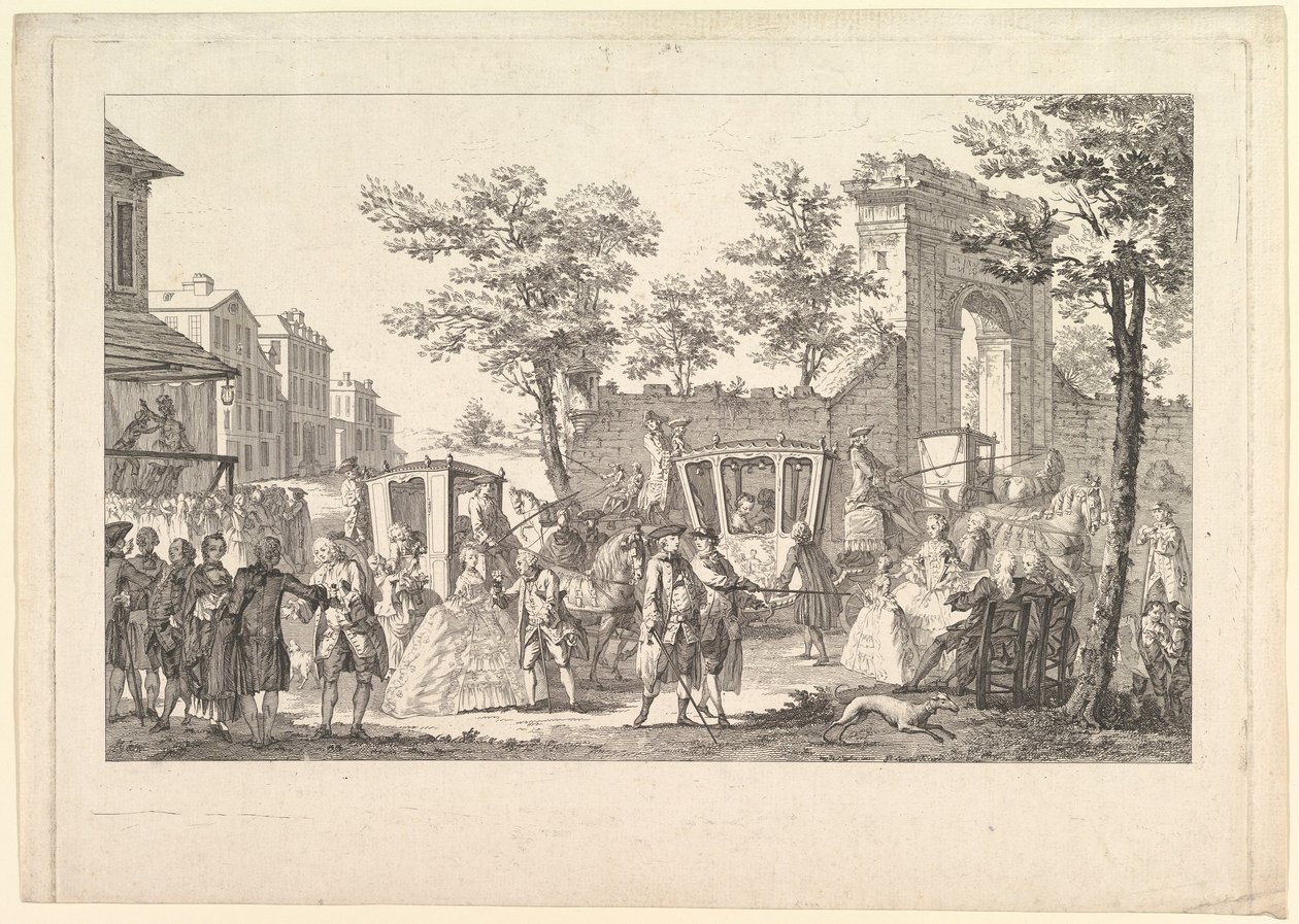 Tableau des portraits a la Mode Plate of Fashion Portraits, 1760-61. af Pierre Francois Courtois