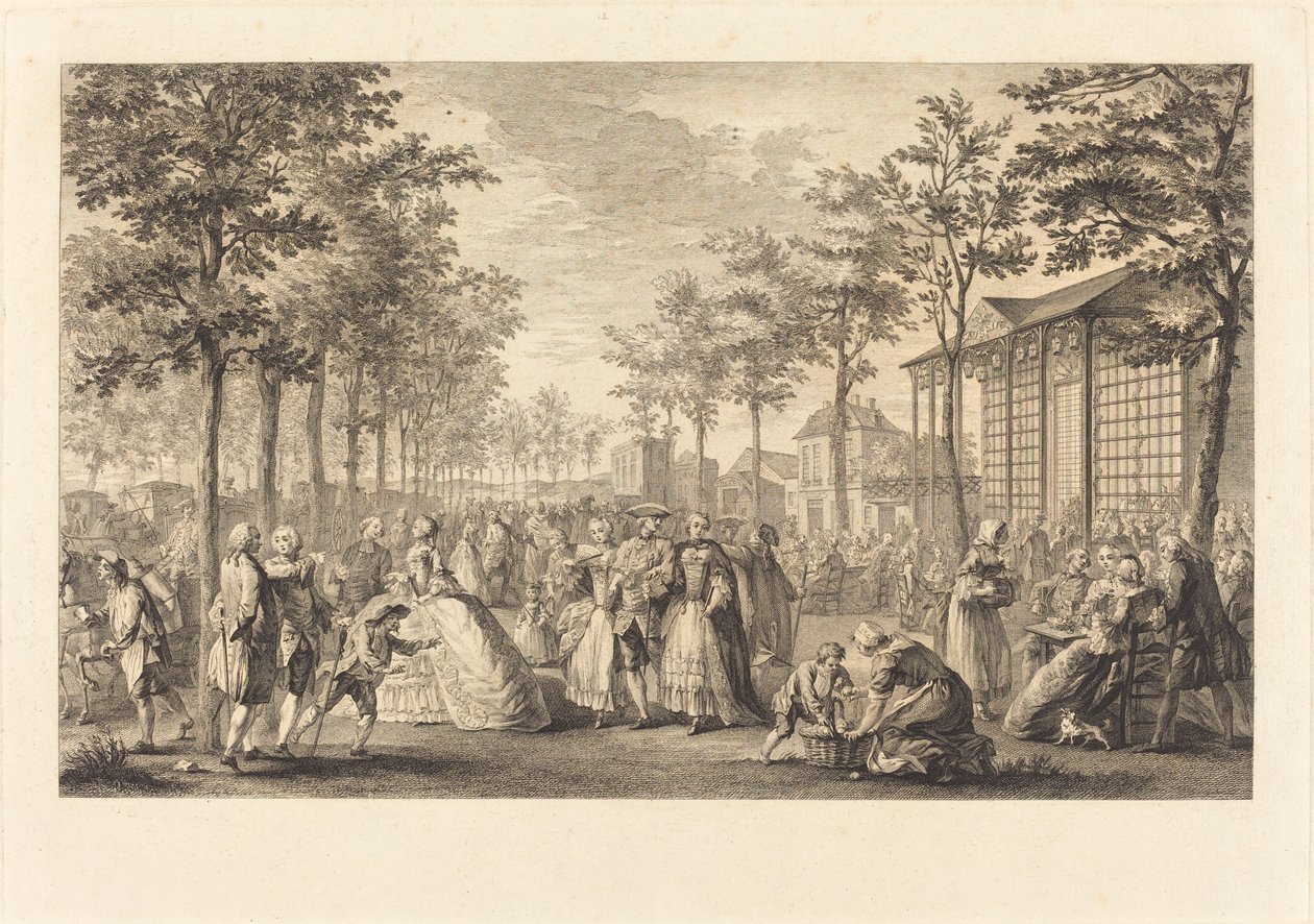 Gåturen langs Paris volde af Pierre Francois Courtois after Augustin de Saint Aubin