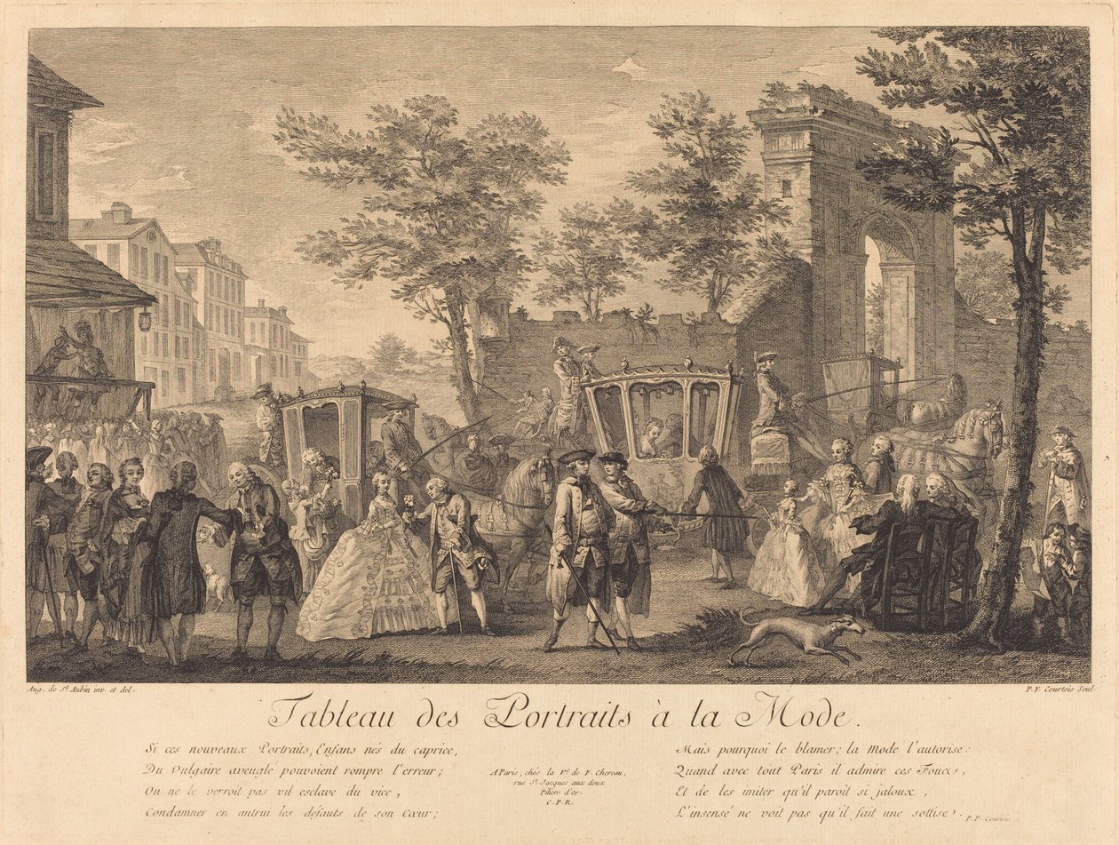 Tabel over moderigtige portrætter af Pierre Francois Courtois after Augustin de Saint Aubin