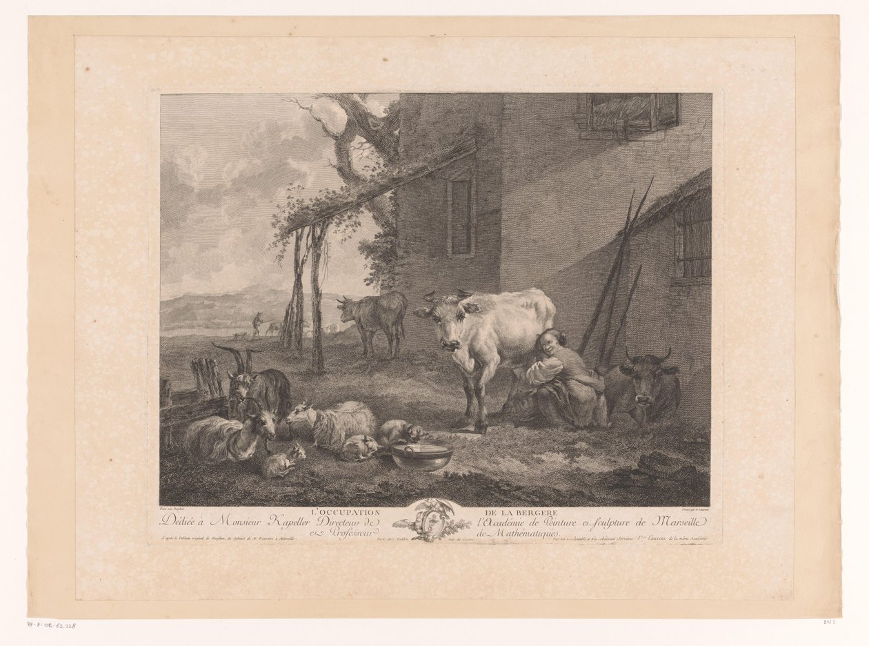 Melkende herderin Hyrdindens besættelse (titel på objektet) af Pierre Francois Laurent