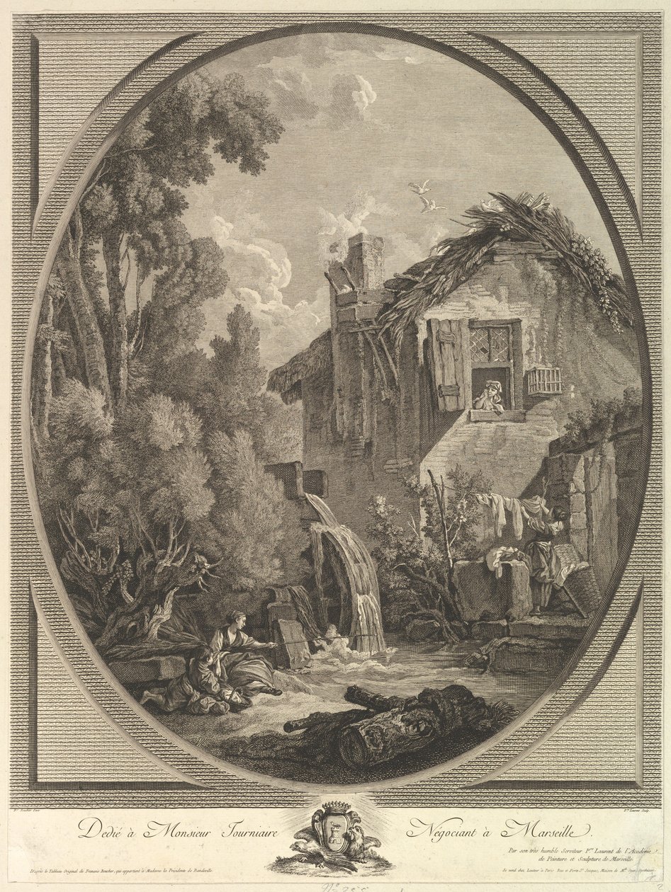 Paysage au Moulin vindmøllelandskab, 1700-tallet. af Pierre Francois Laurent