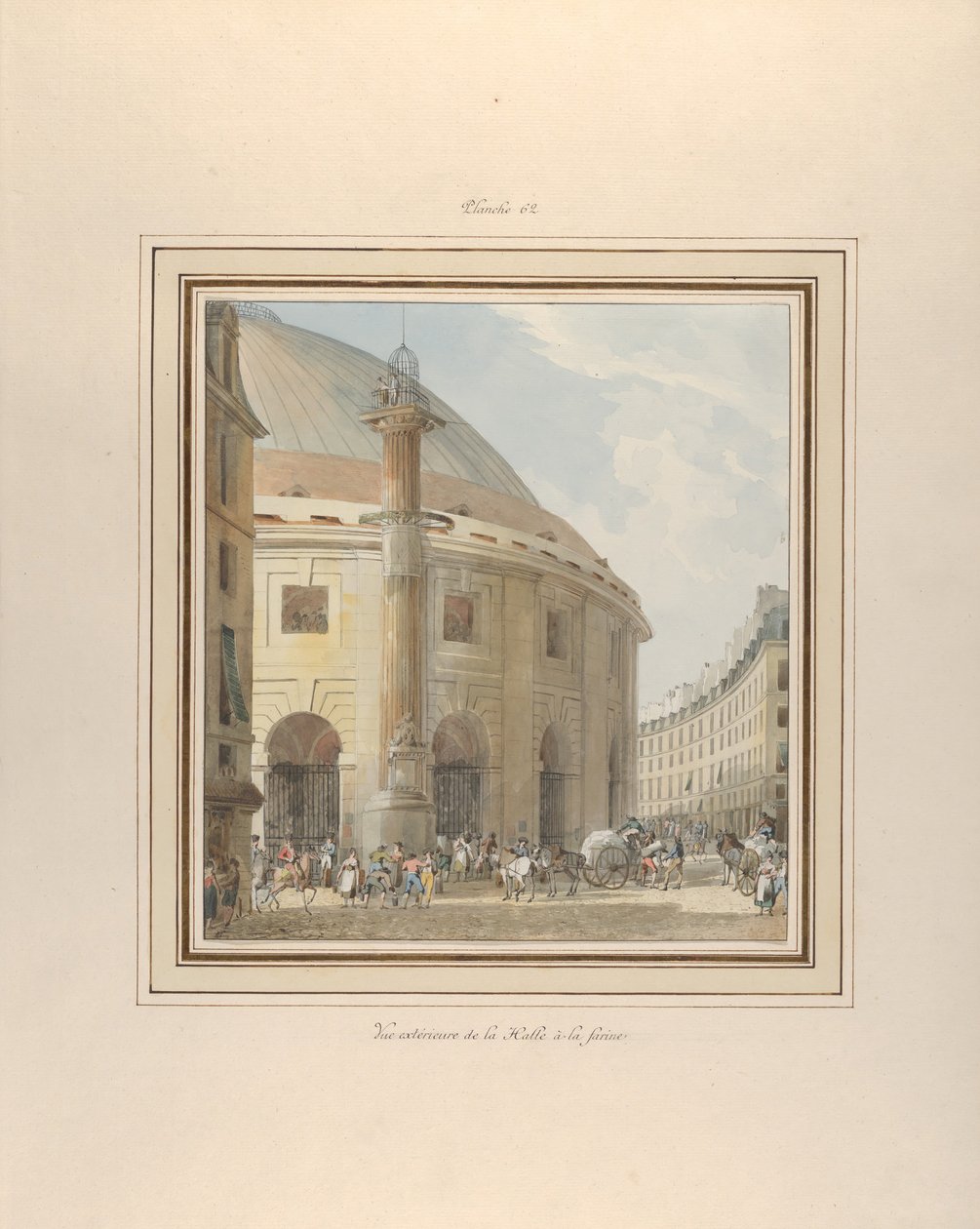 Halle aux Blés, udvendig udsigt, ca. 1810. af Pierre Francois Leonard Fontaine