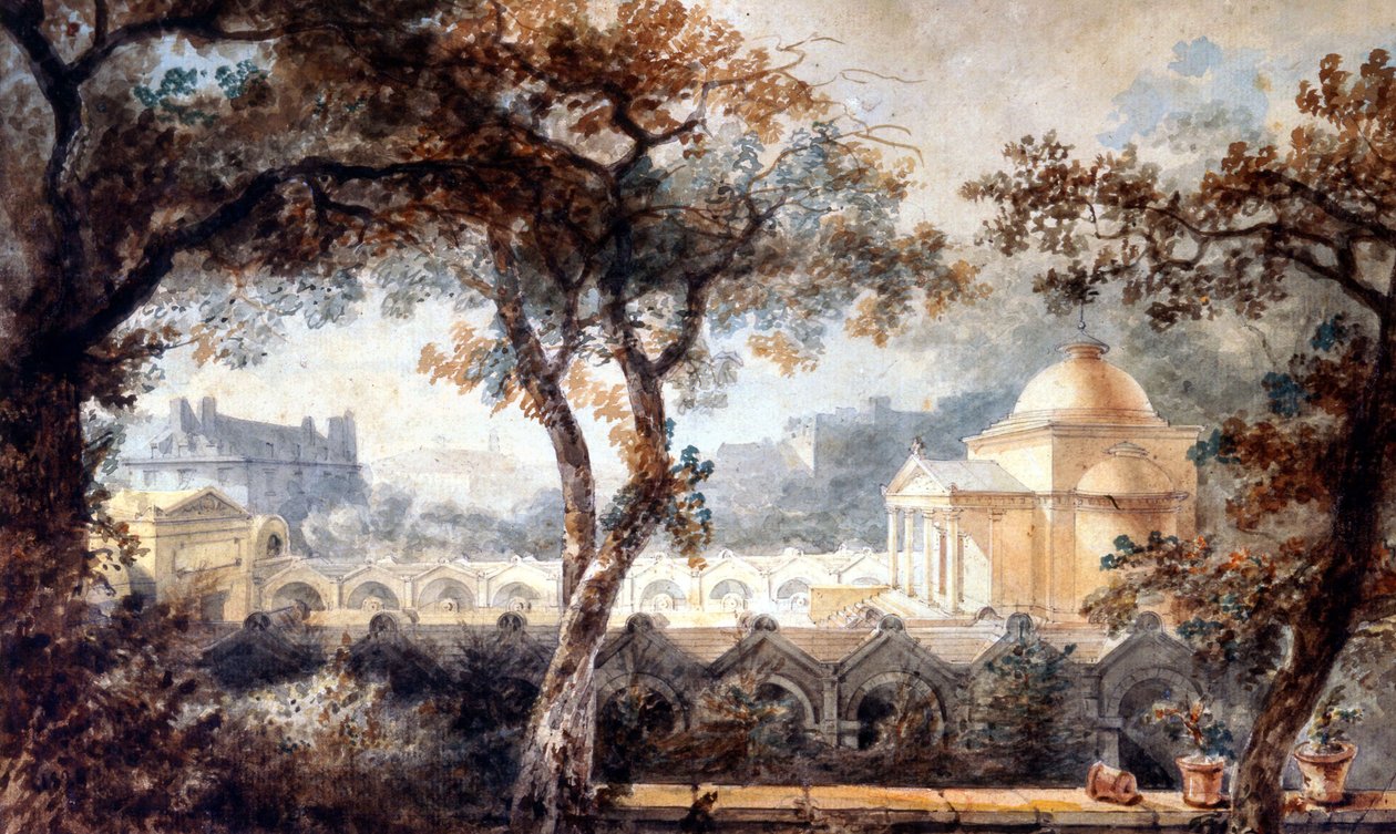 forsoningskapel af Ludvig XVI i Paris. akvarel, ca. 1830 af Pierre Francois Leonard Fontaine