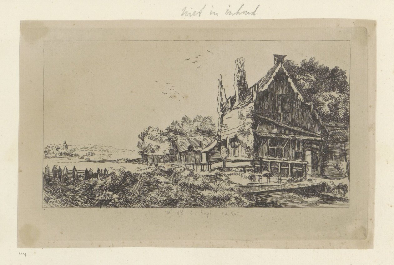 Landskab med huset med tre skorstene Recueil de quatre-vingt-cinq estampes originales (serietitel) af Pierre François Basan (workshop of)