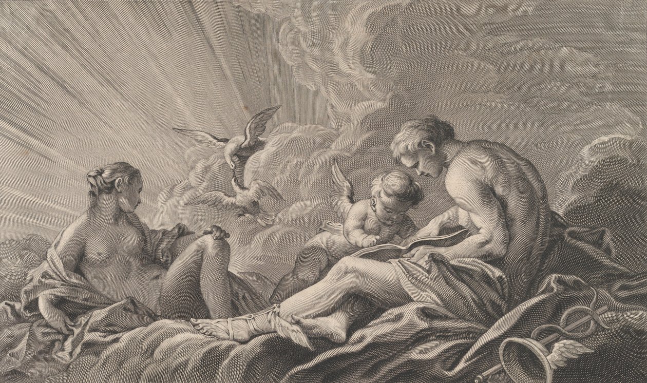 Kærlighed instrueret af Mercury, 1700-tallet. af Pierre François Basan