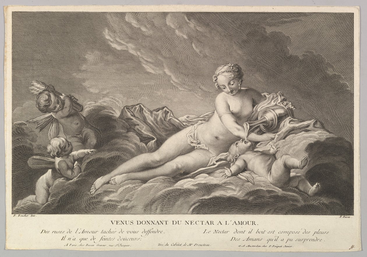 Venus giver nektar til Amor, 1700-tallet. af Pierre François Basan