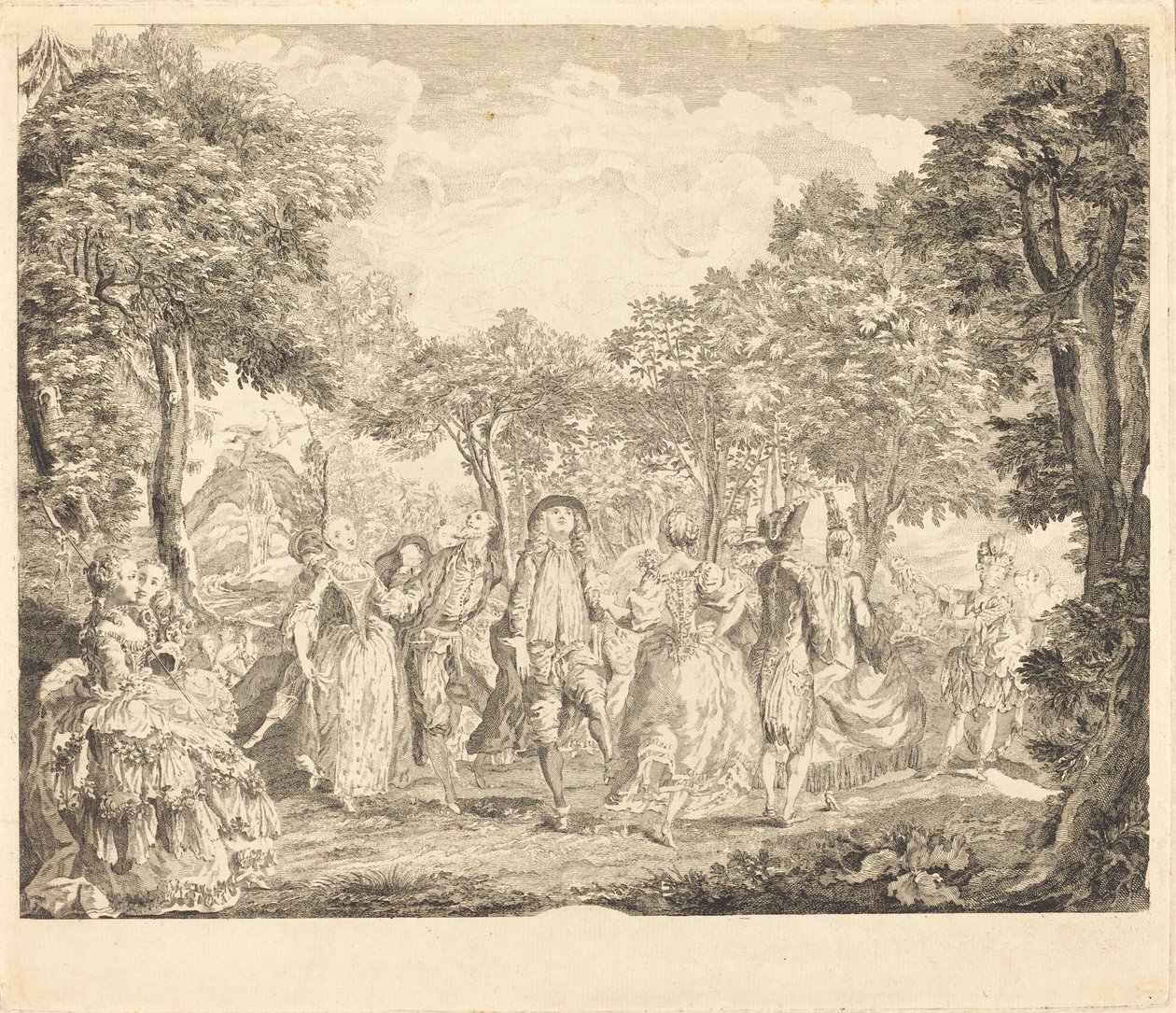 Ballet i Operaen af Pierre François Basan after Gabriel Jacques de Saint Aubin