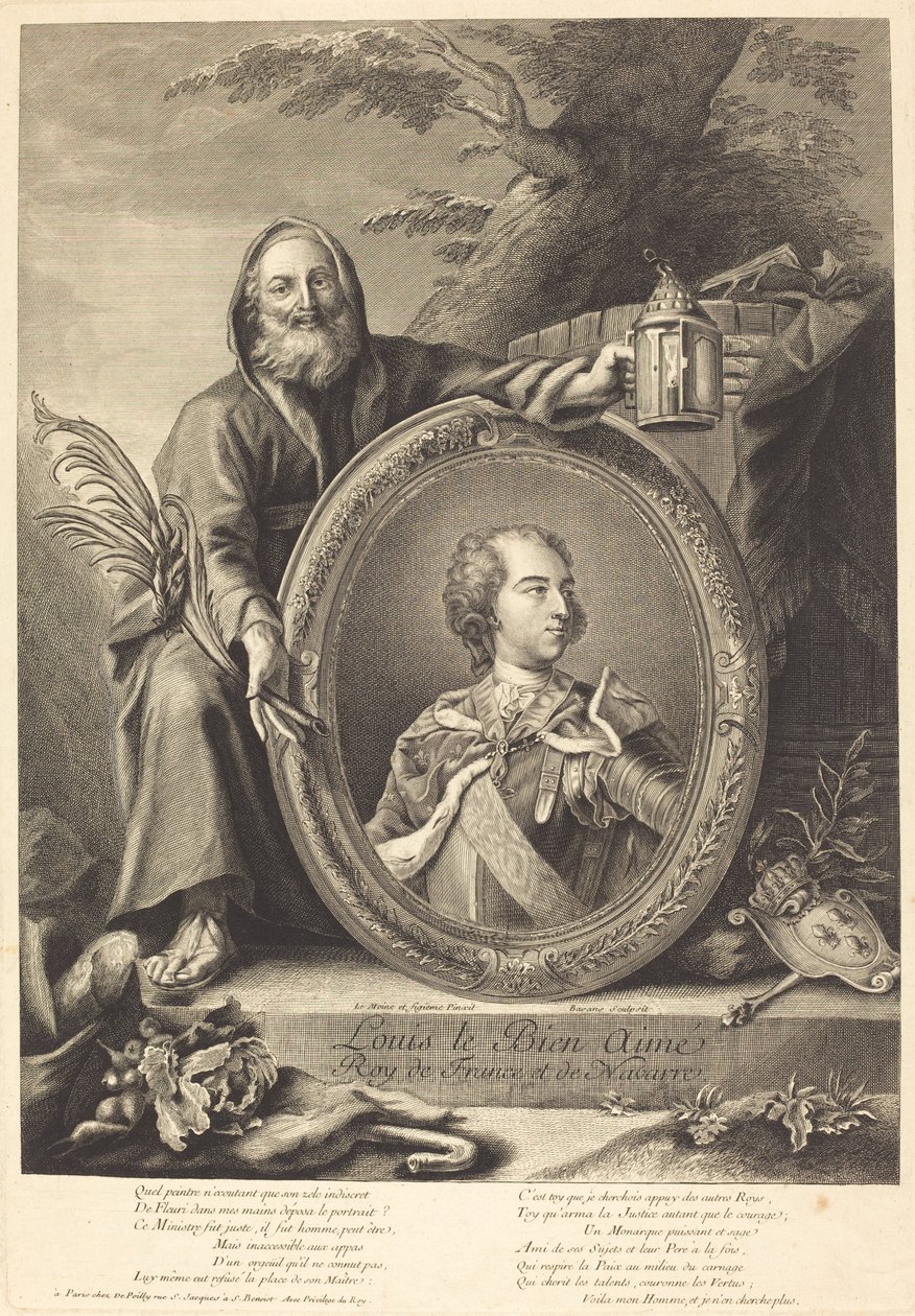 Louis den højt elskede af Pierre François Basan after Jean Baptiste Lemoyne II