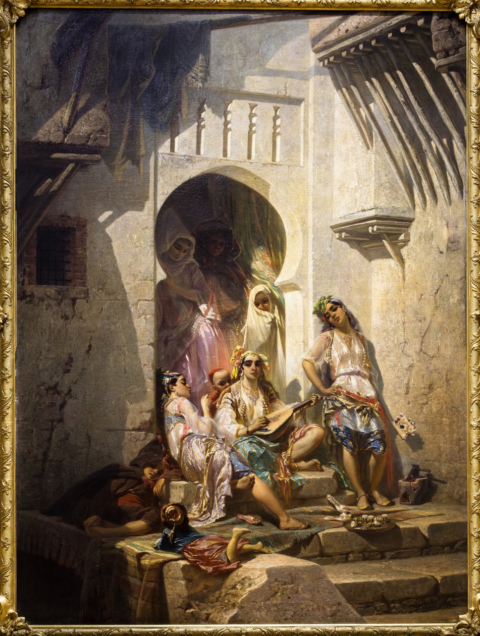 Kvinderne i Algier, gårdspladsens interiør af Pierre François Eugène (after) Giraud