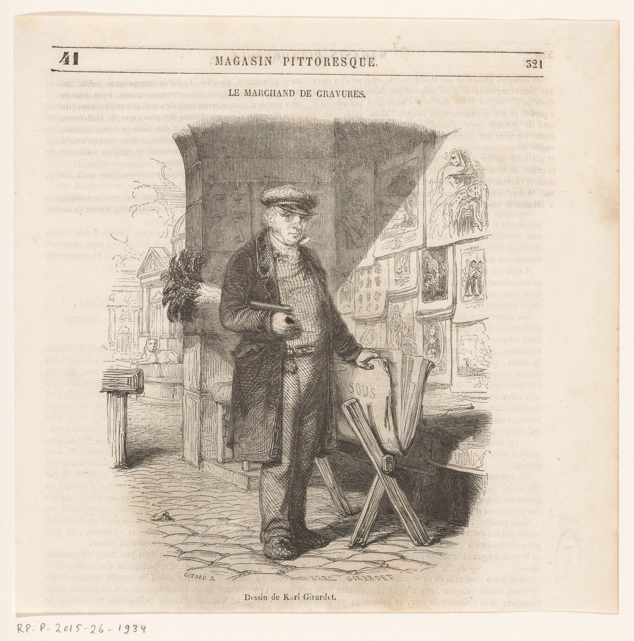 Prenthandelaar The Merchant of Graverings (titel på objekt) af Pierre François Godard (II)