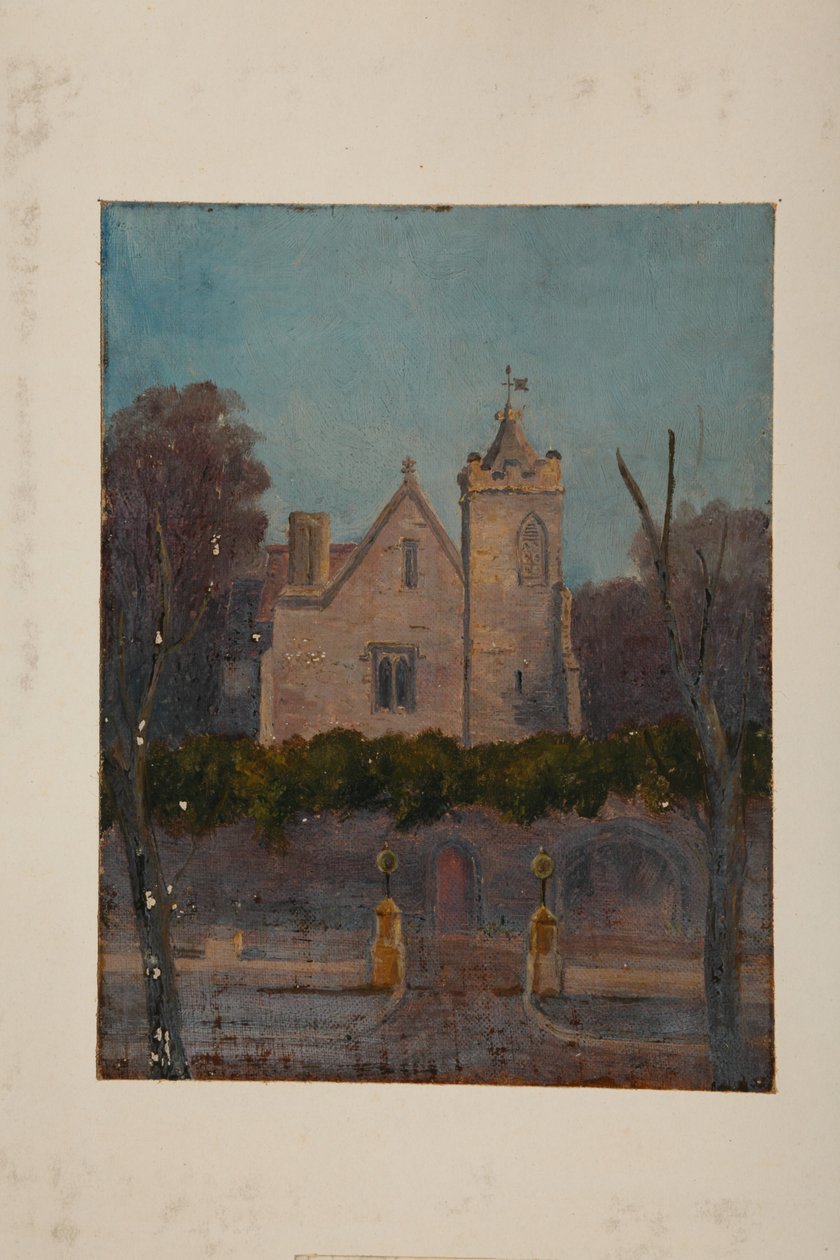 Grammar Hall (olie på lærred monteret på kort) af Pierre François Joseph Tonneau