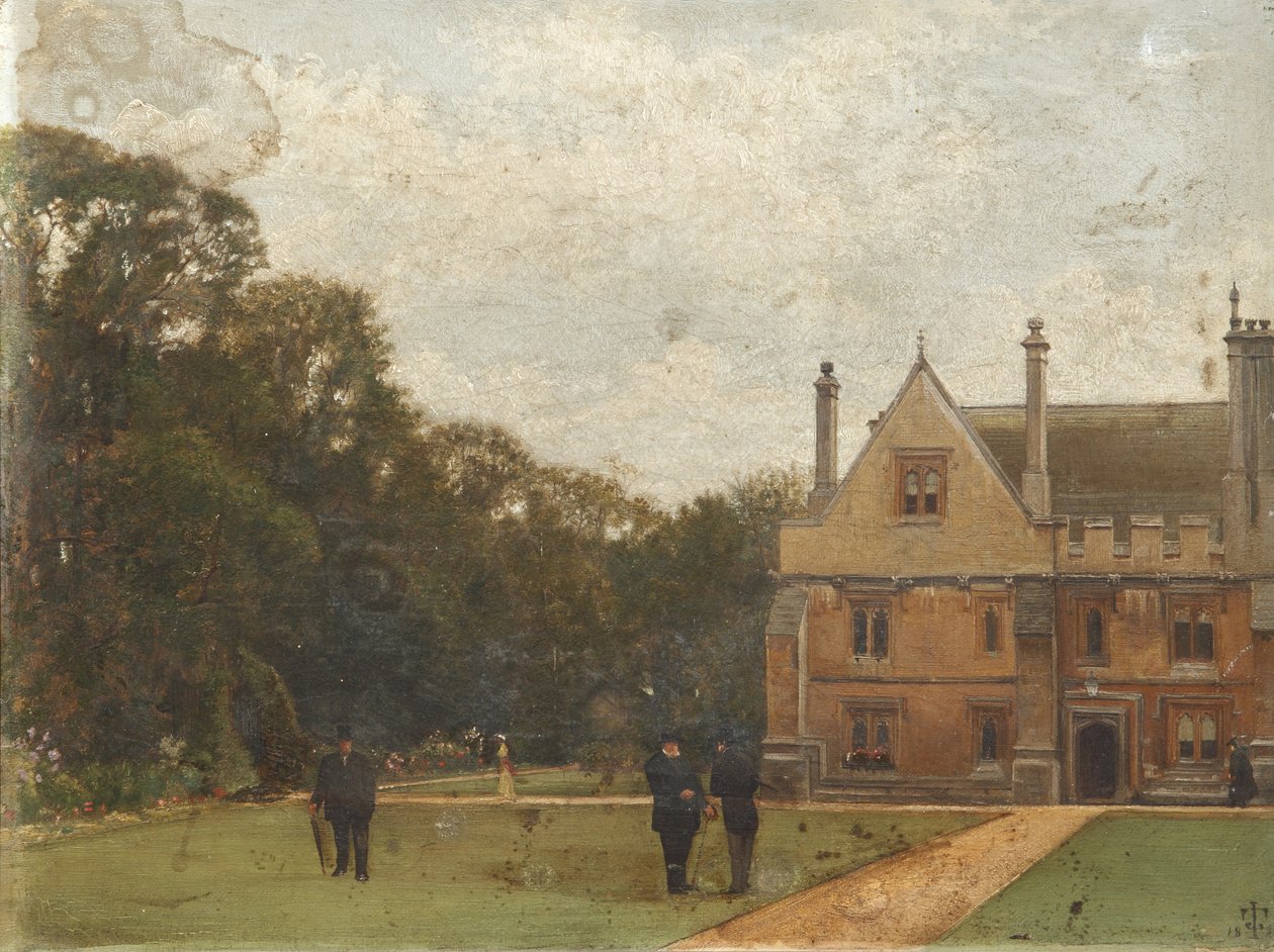 På Magdalen Colleges grund er Dr. Fisher (stipendiat), J. Henderson (Bursar) og generalmajor Rigaud i forgrunden af Pierre François Joseph Tonneau