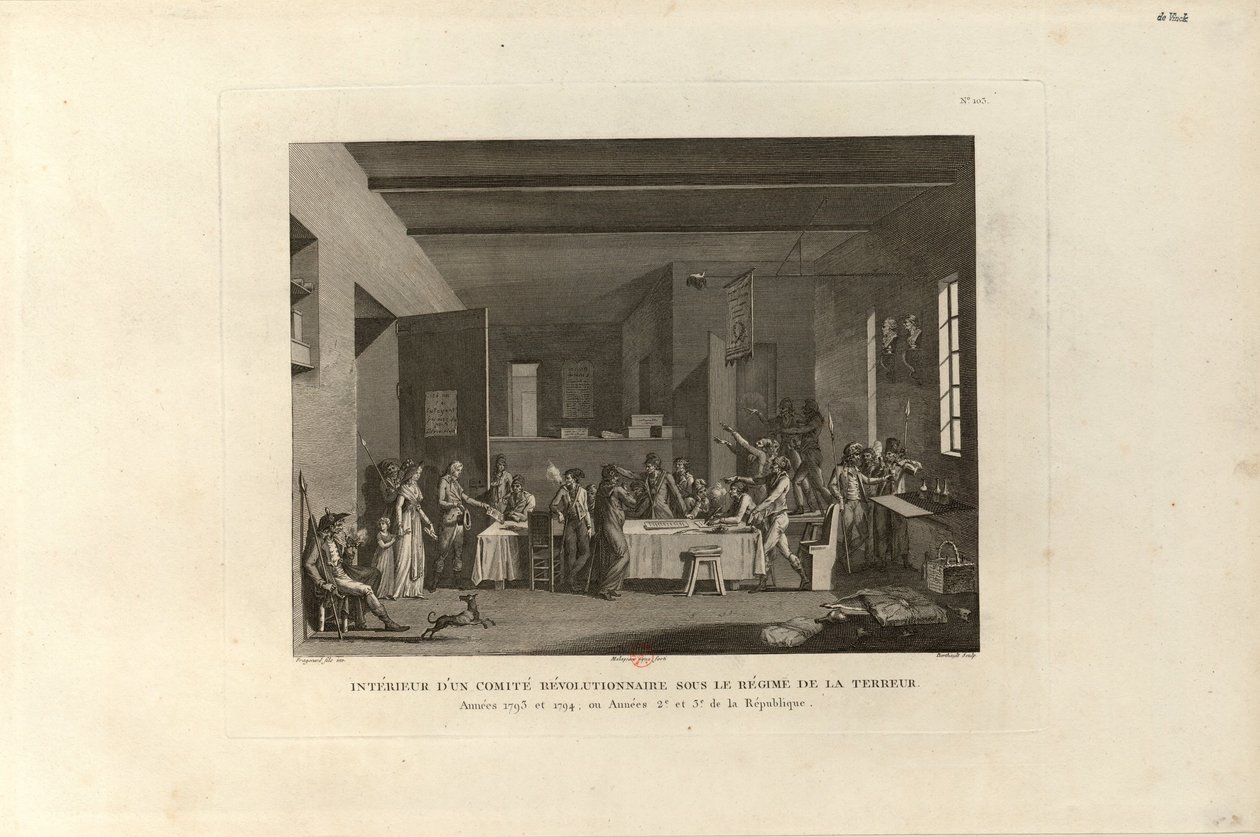 Inde i en revolutionær komité under terrorens regeringstid, 1802. af Pierre Gabriel Berthault