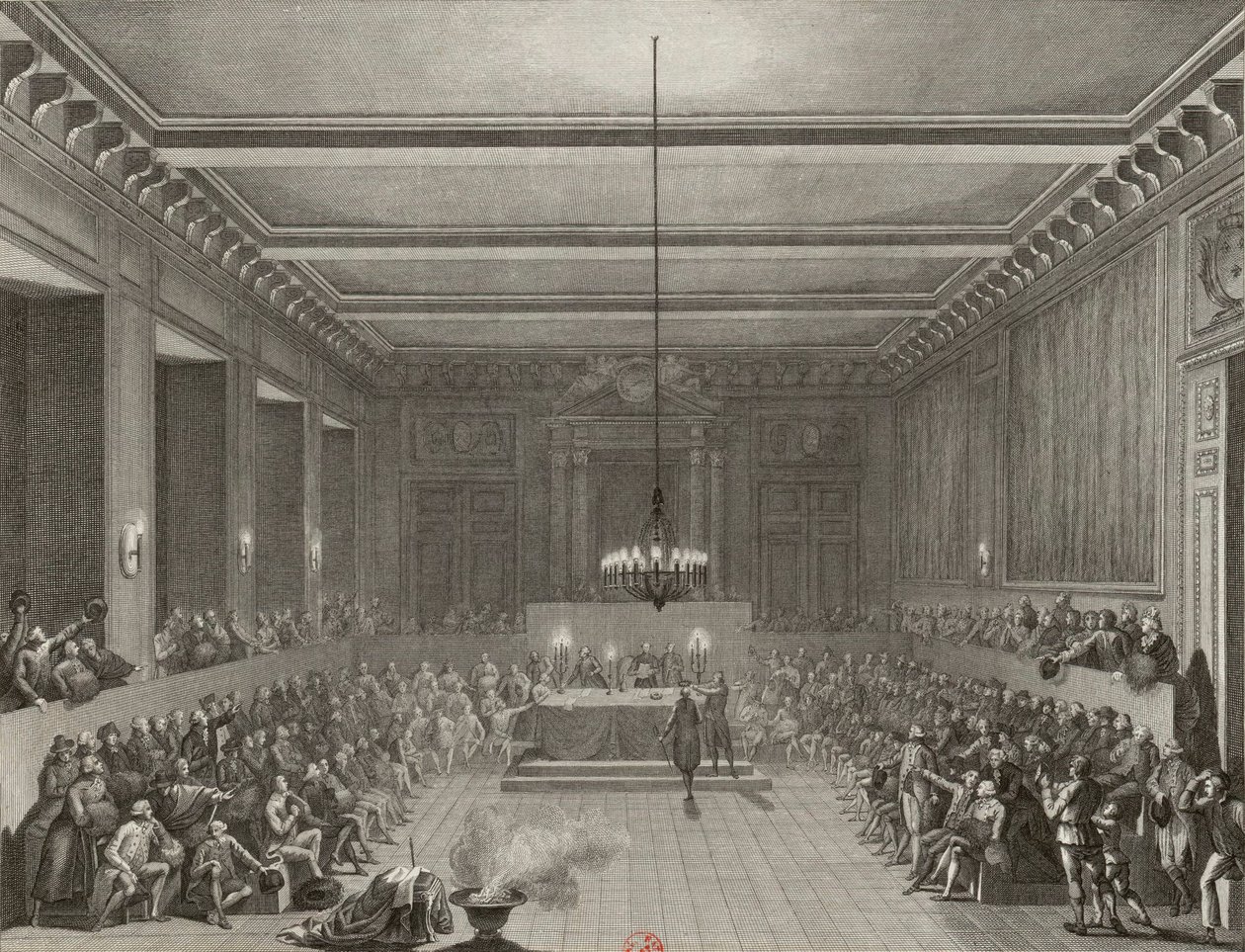 Pariserkommunen tildeler et sværd og en borgerkrone til englænderen C.J.W. Nesham den 15. januar 1790. af Pierre Gabriel Berthault