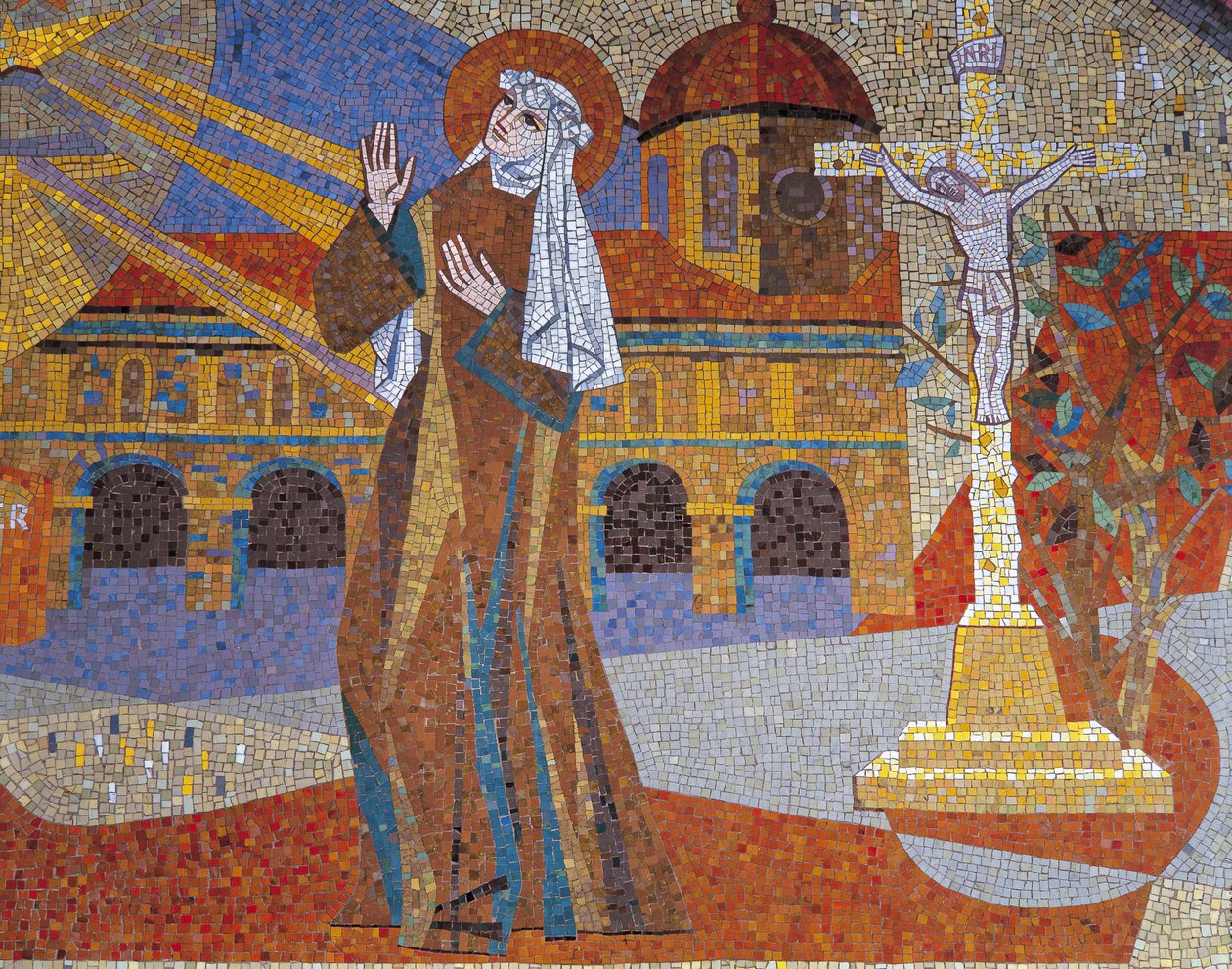Nærbillede af et vægmaleri, St. Therese