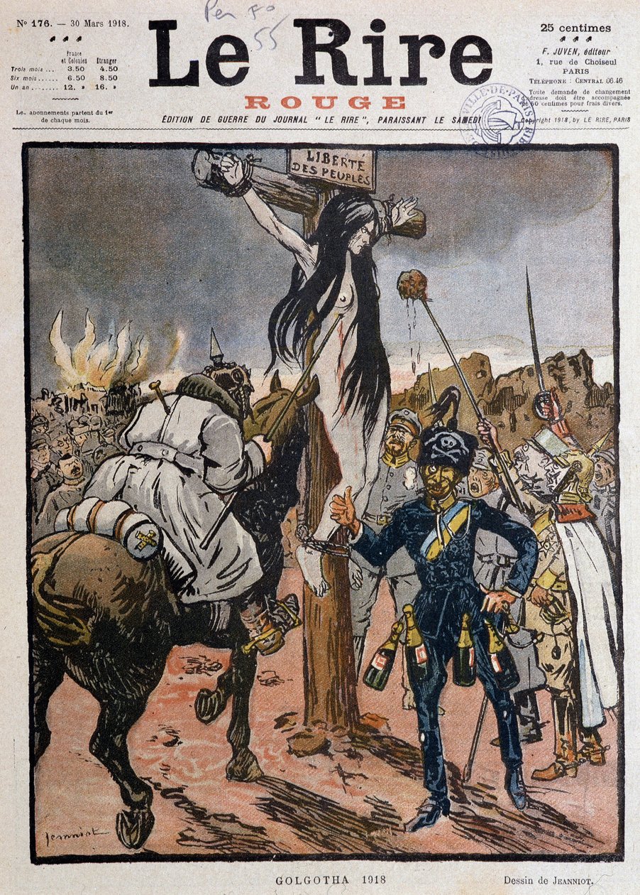 Folkernes frihed korsfæstet ("" Golgata 1918 "") - af Jeanniot, i "" Le Lire Rouge""" af 30/03/1918 (gravering) af Pierre Georges Jeanniot