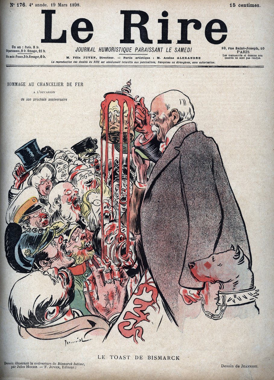Skålen af Otto Von Bismarck - tegning af Pierre Georges Jeanniot (1848-1934) til "" Le Rire"" af 19. marts 1898 af Pierre Georges Jeanniot
