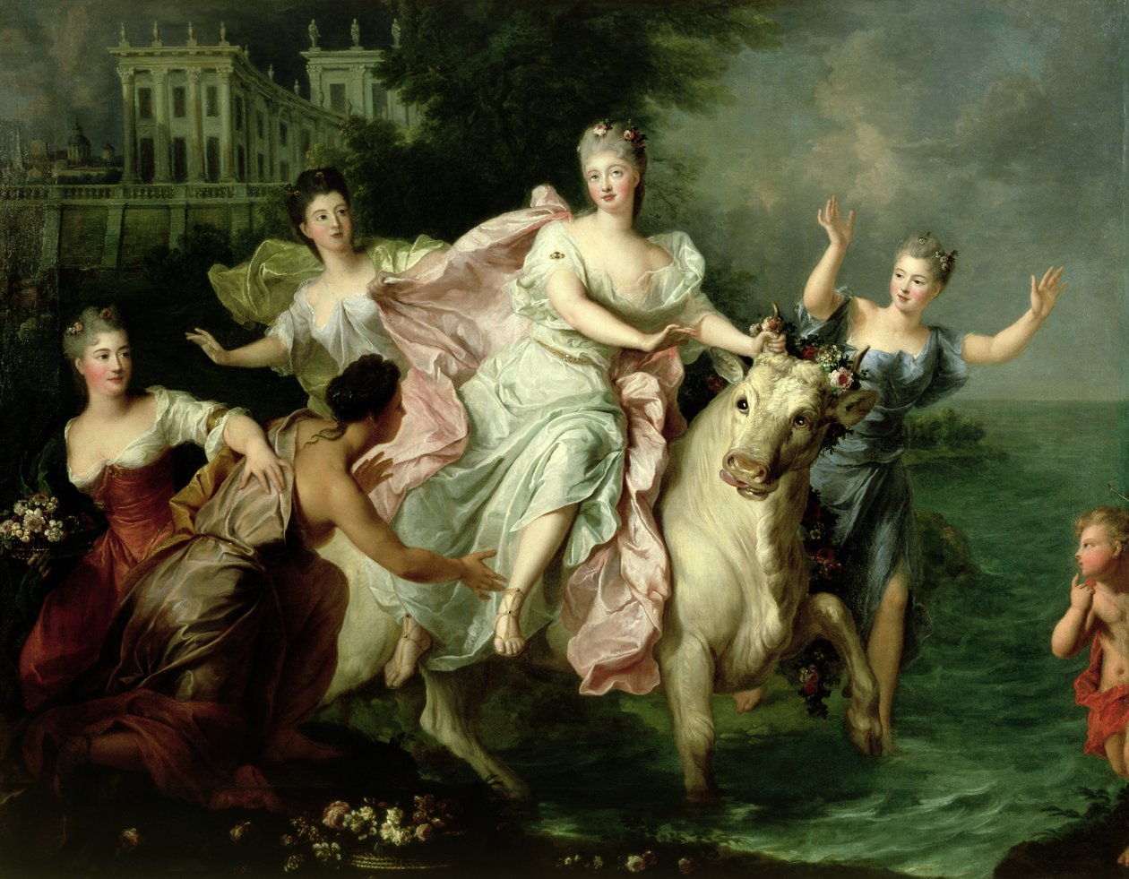 Europa bliver båret væk af Jupiter omdannet til en tyr, ca. 1700 af Pierre Gobert