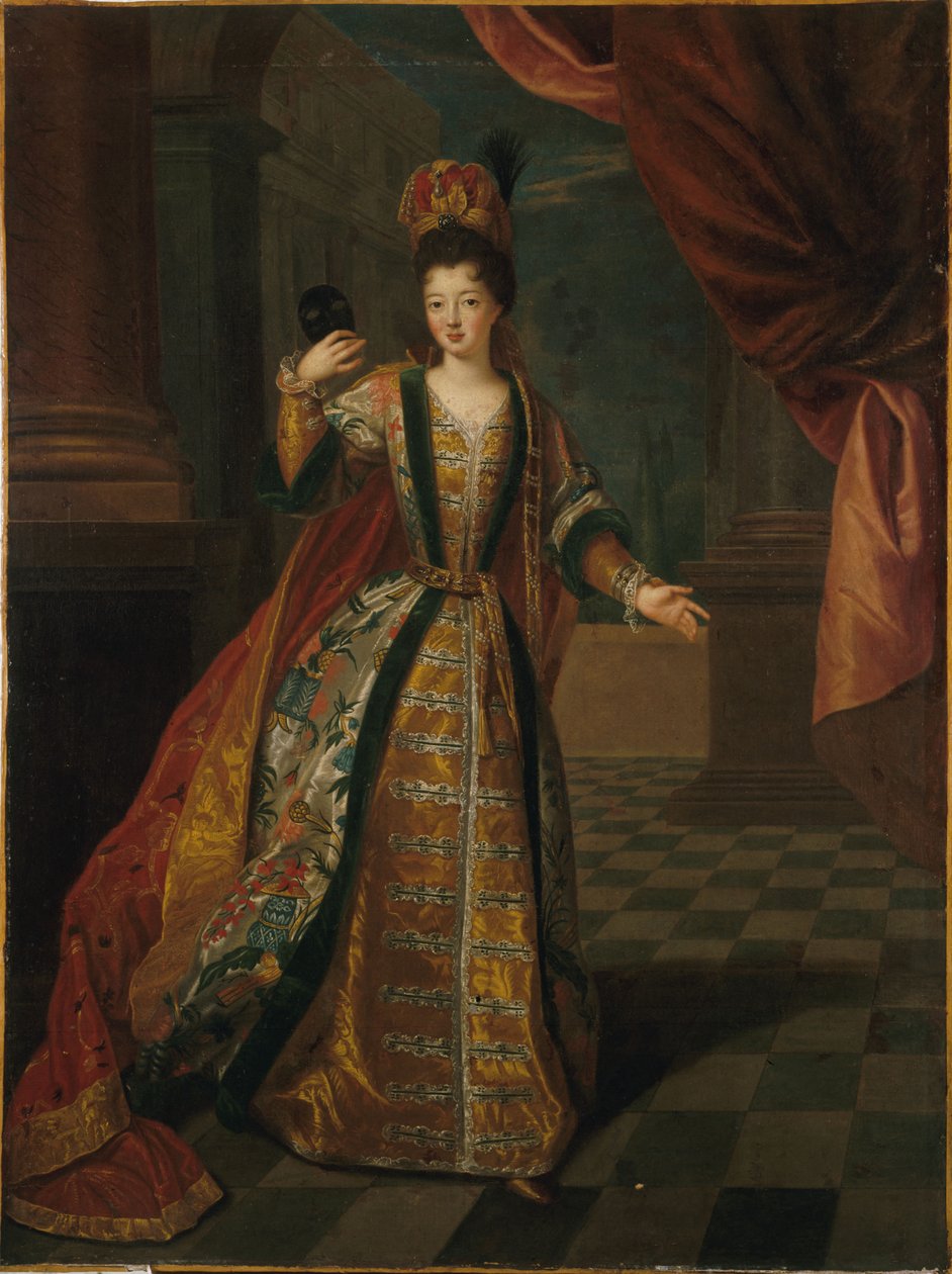 Fransk: Portrait présumé de Mademoiselle de Nantes (Louise-Françoise de Bourbon, 1673-1743), en costume de bal af Pierre Gobert