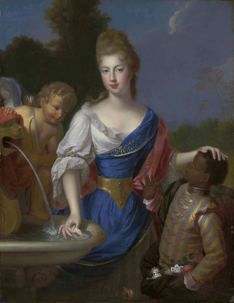 Portræt af en dame, trekvart-længde, traditionelt identificeret som Louise Bernardine de Durfort, hertuginde af Duras af Pierre Gobert