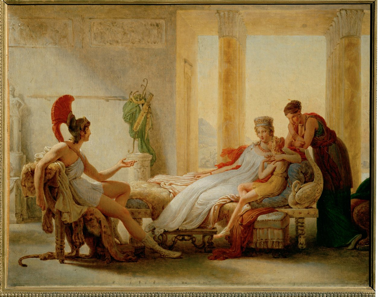 Aeneas og Dido, skitse til et større oliemaleri ... af Pierre Guérin