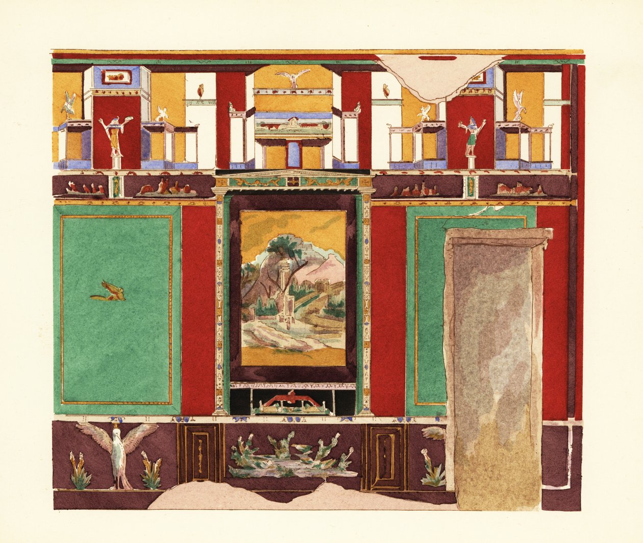 Spisestue i Casa di Orfeo eller House of Orpheus, Pompeji af Pierre Gusman