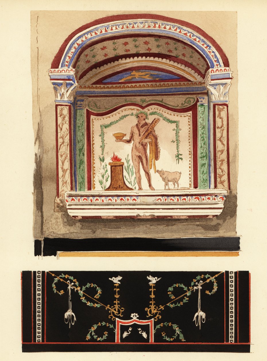 Lararium niche maleri dedikeret til Hercules i et anneks (Casa del Cenacolo, V af Pierre Gusman