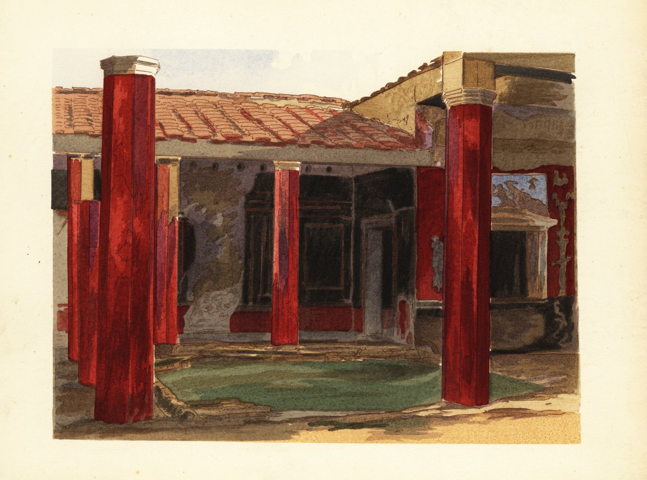 Peristyle søjlegang af House of Sallust, Casa di Sallustio, Pompeji af Pierre Gusman