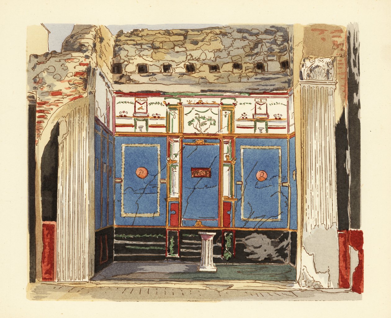 Tablinum af Huset til den lille fontæne, Casa della Fontana Piccola, Pompeji af Pierre Gusman