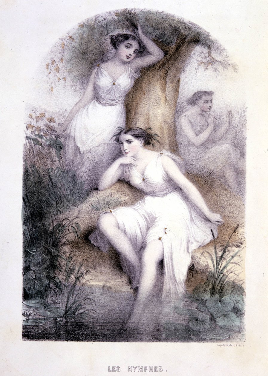 Nymferne - i "Mythological women", tegninger af G. Staal, af Mery and the Cte Foelix, red. G. de Gouet af Pierre Gustave Eugene Staal
