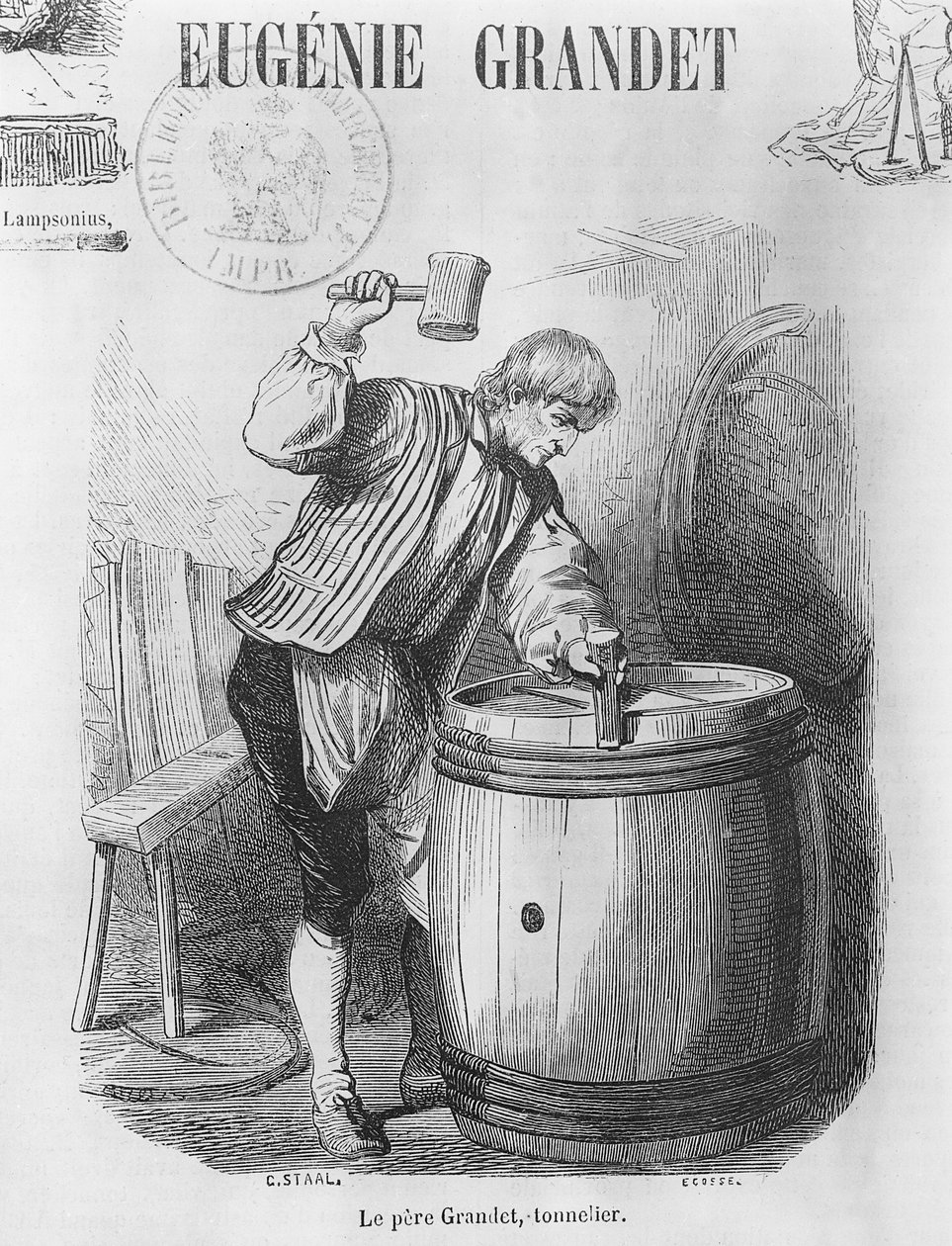 Fader Grandet, bødkeren, illustration fra 