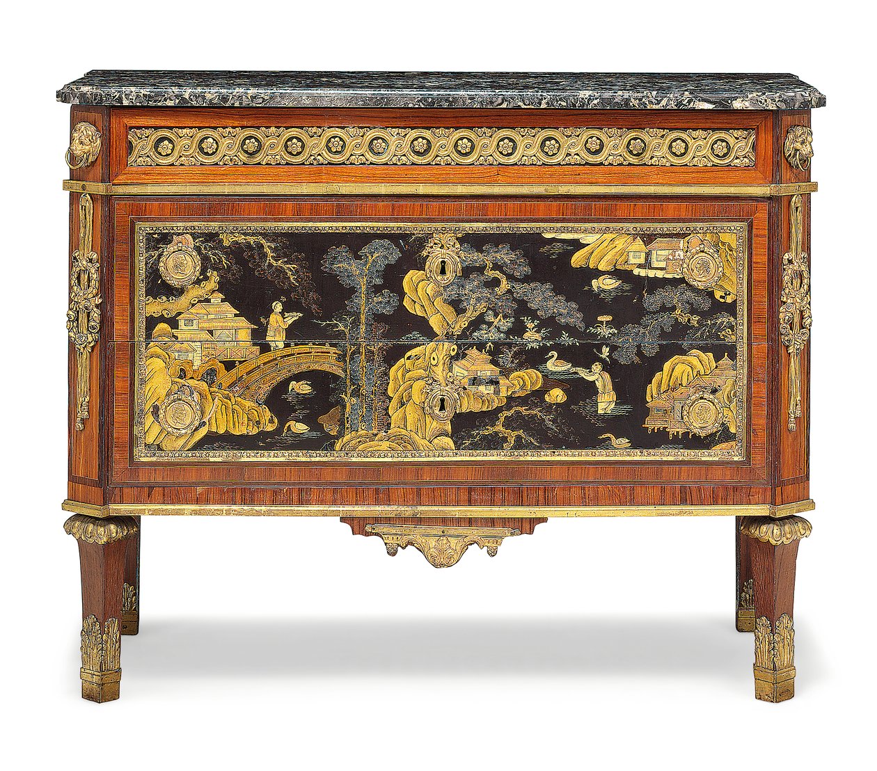 Louis XVI kommode (marmor, ormolu-monteret frugttræ og lak) (se også 3479845) af Pierre Harry Mewesen