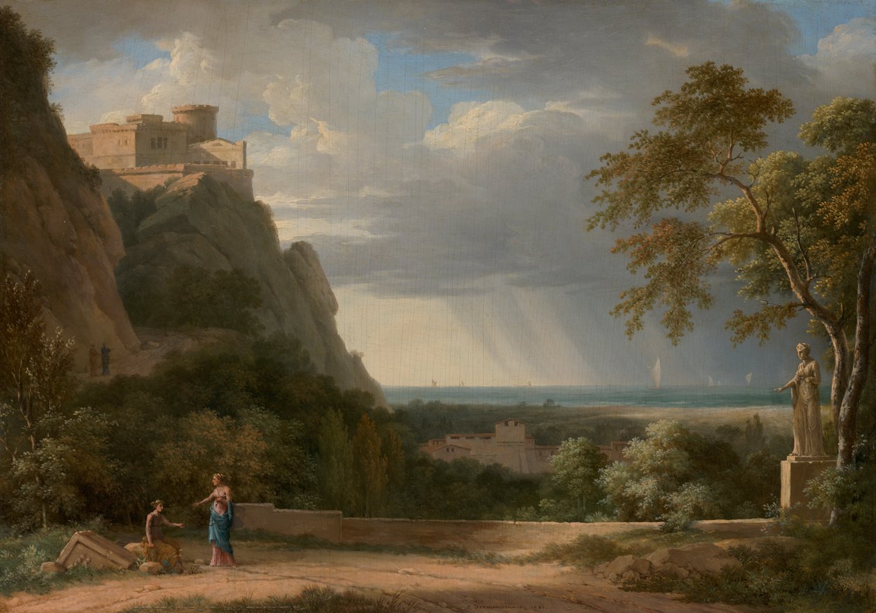 Klassisk Landskab med Figurer og Skulptur af Pierre Henri de Valenciennes