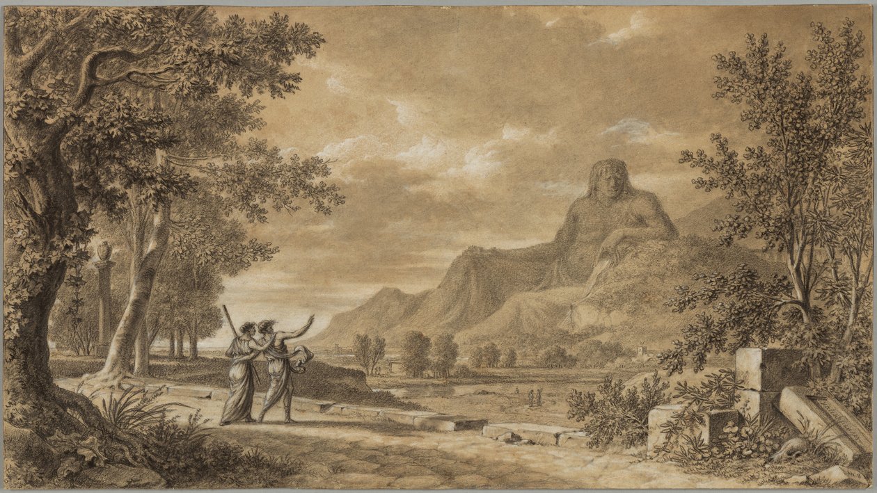 Athos-bjerget udhugget som et monument over Alexander den Store af Pierre Henri de Valenciennes