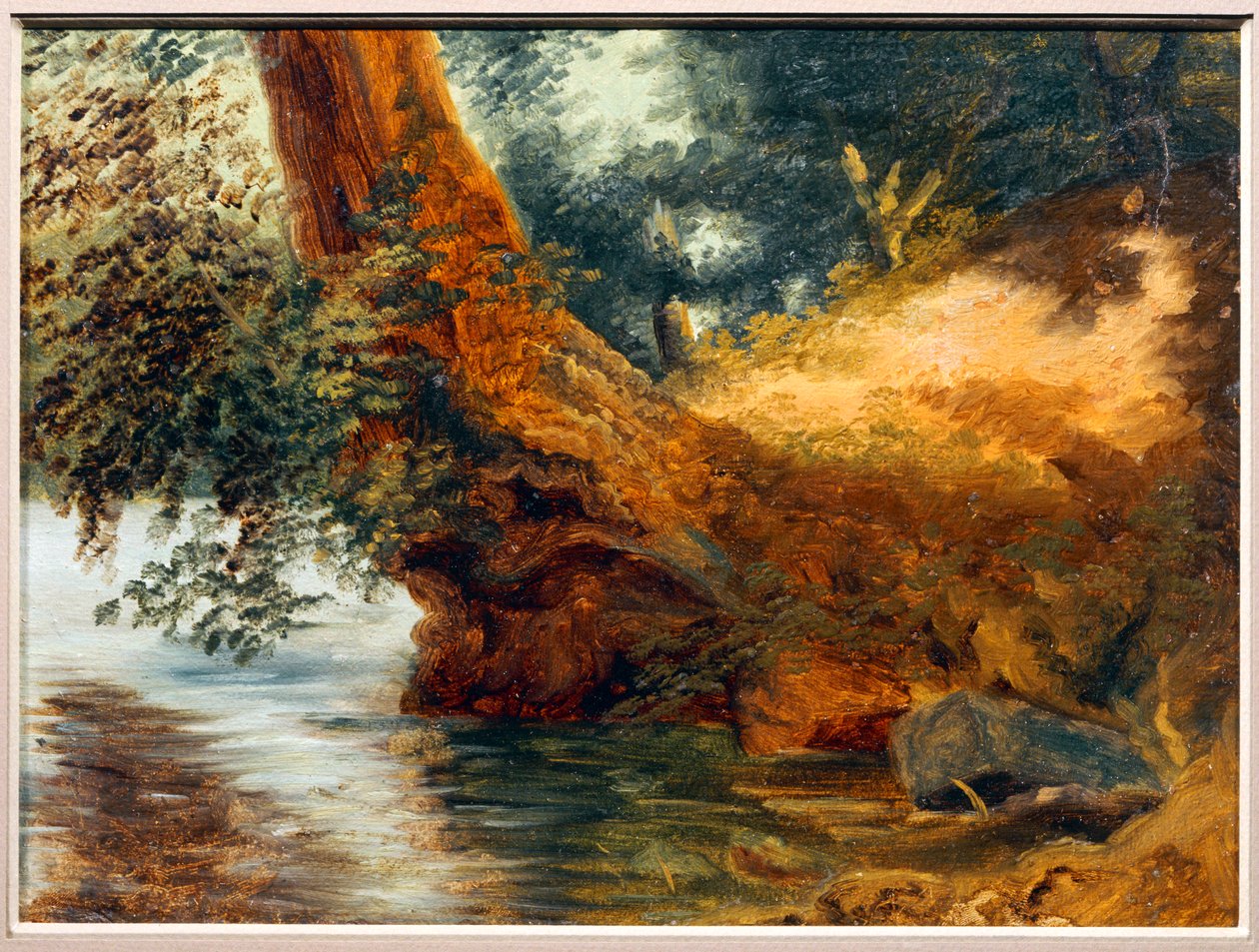 Sur la rive du lac de Nemi - På søbredden af Nemi-søen ... af Pierre Henri de Valenciennes